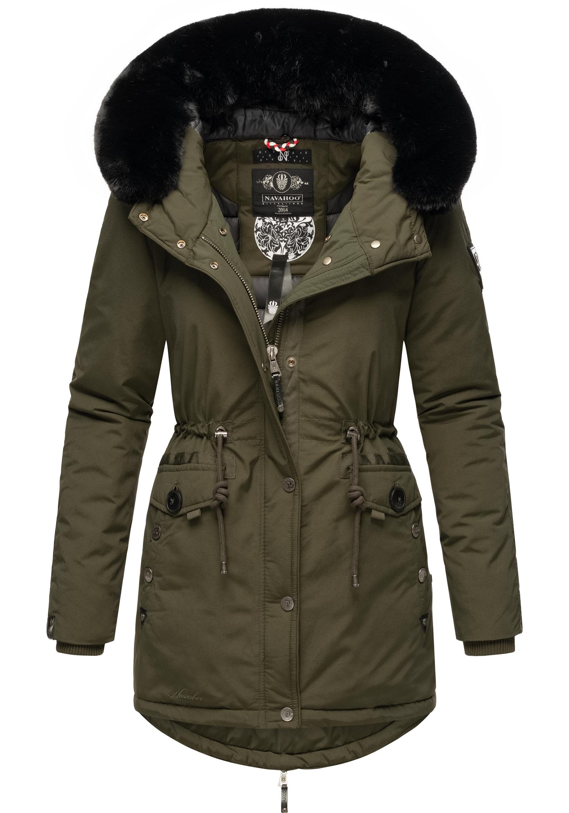 Navahoo Wintermantel Sweety Deluxe modischer Winterparka mit großer doppelter Kapuze