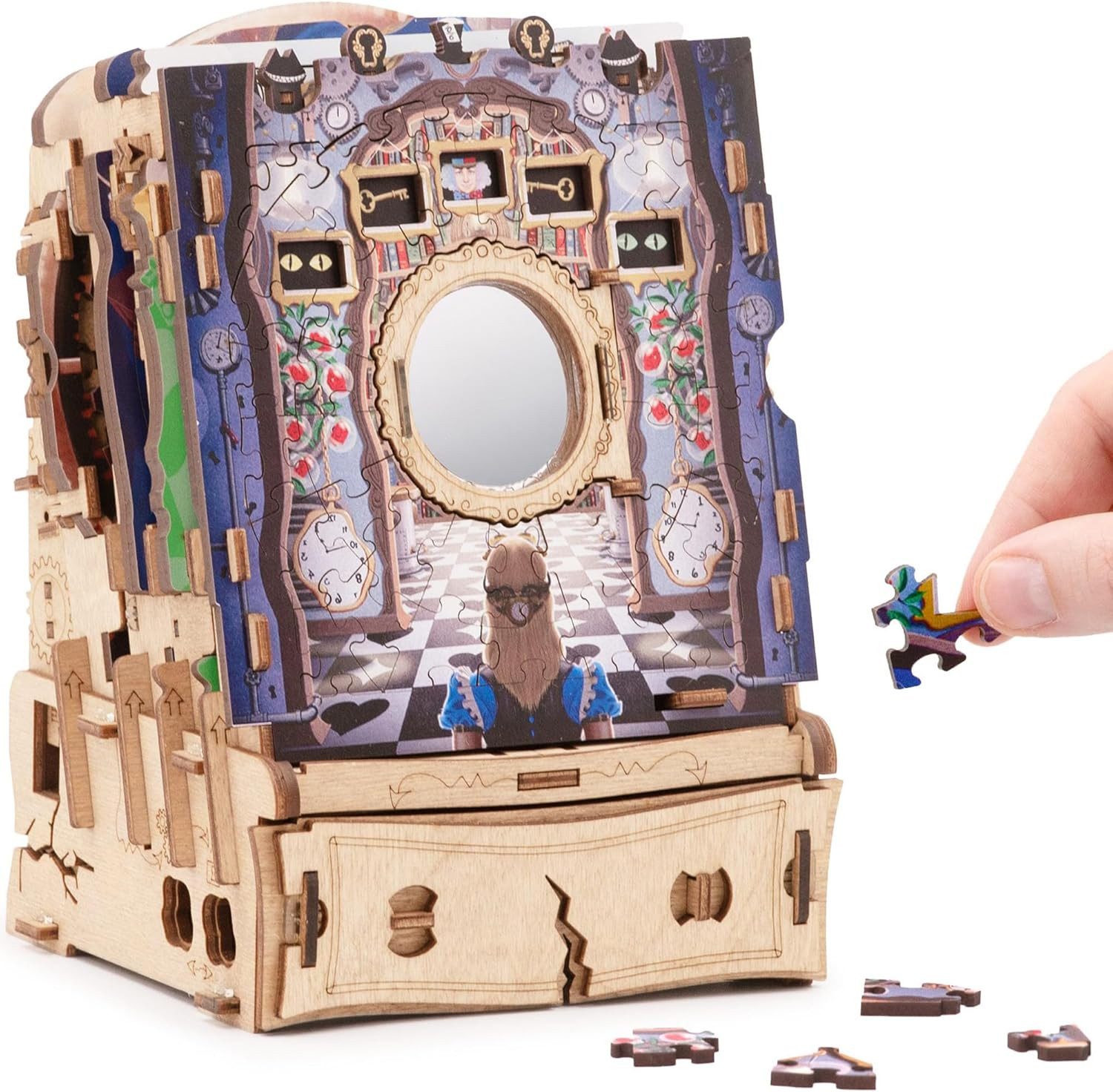 iDventure 3D-Puzzle iDventure Alice im Wunderland Abenteuer Escape Room 3D Holzpuzzle, Puzzleteile