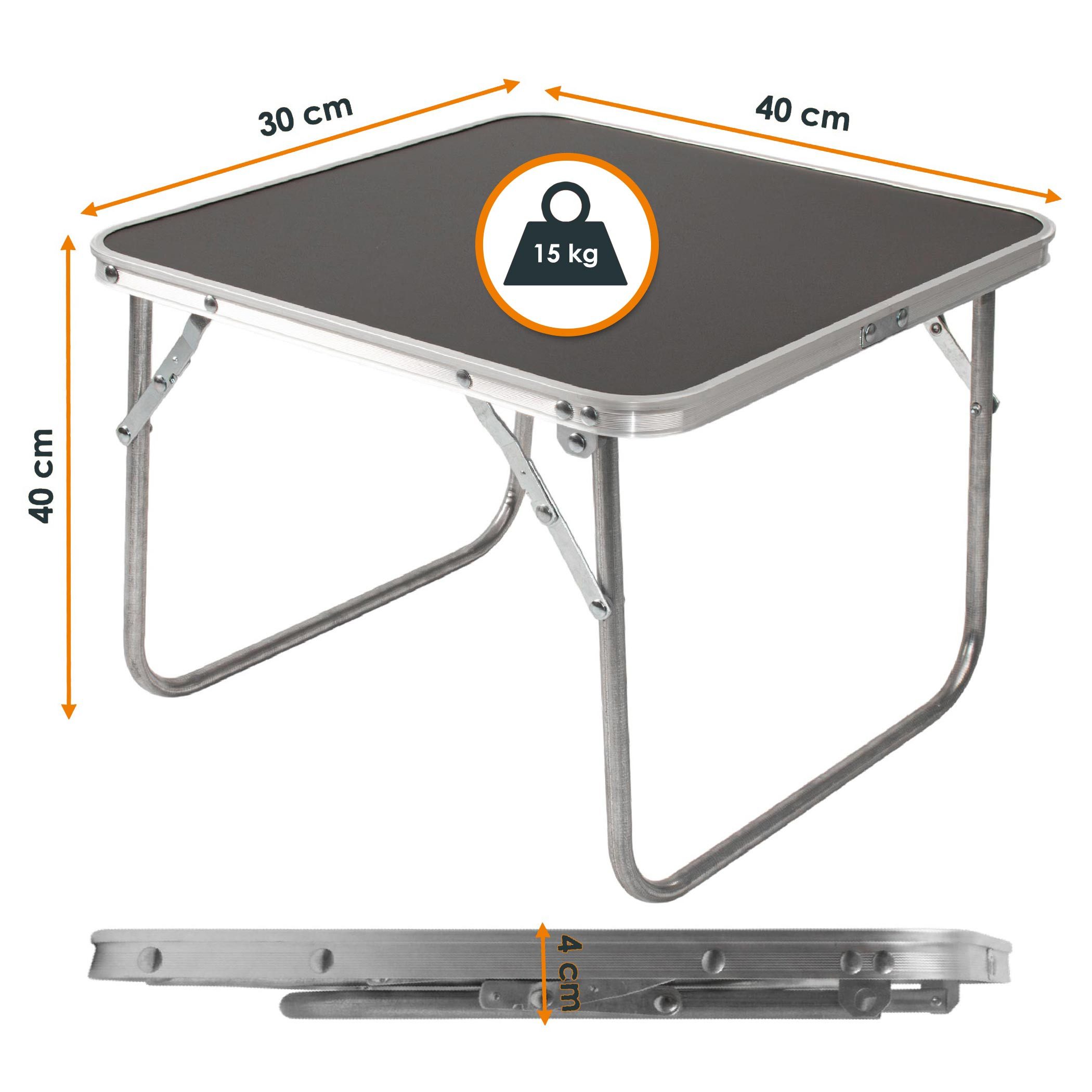 Spetebo Campingtisch Mini Alu schwarz klappbar - 40 x 40 cm (Anzahl, 1-St., Stück), klappbar - Stabile Konstruktion