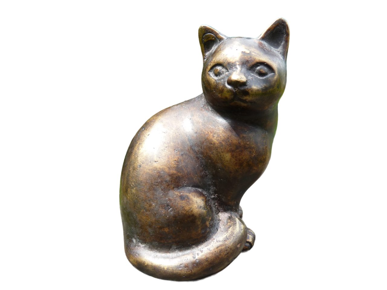 IDYL Dekofigur IDYL Bronze-Skulptur Katze sitzend, Bronze sehr robust witterungsbeständig gegen Frost und UV-Strahlung