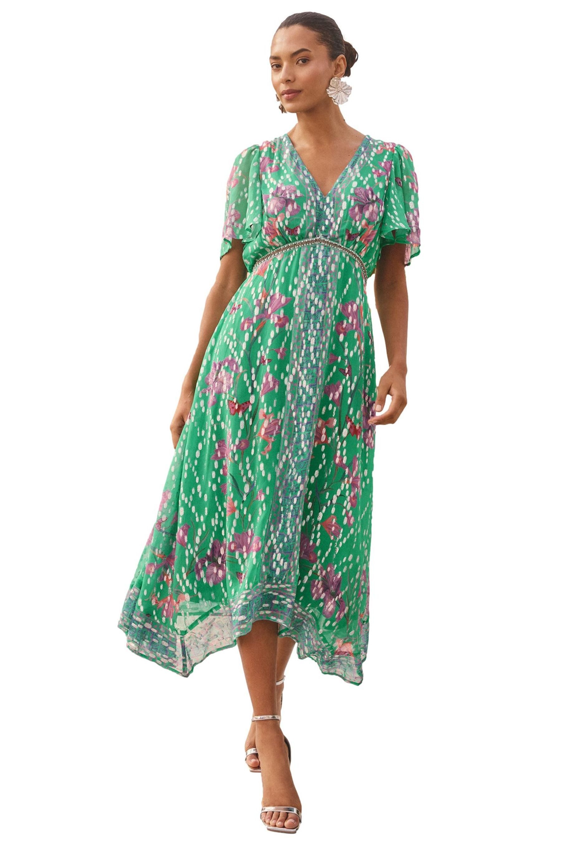 Love & Roses Midikleid Love & Roses Midikleid mit Zipfelsaum, Regular (1-tlg)