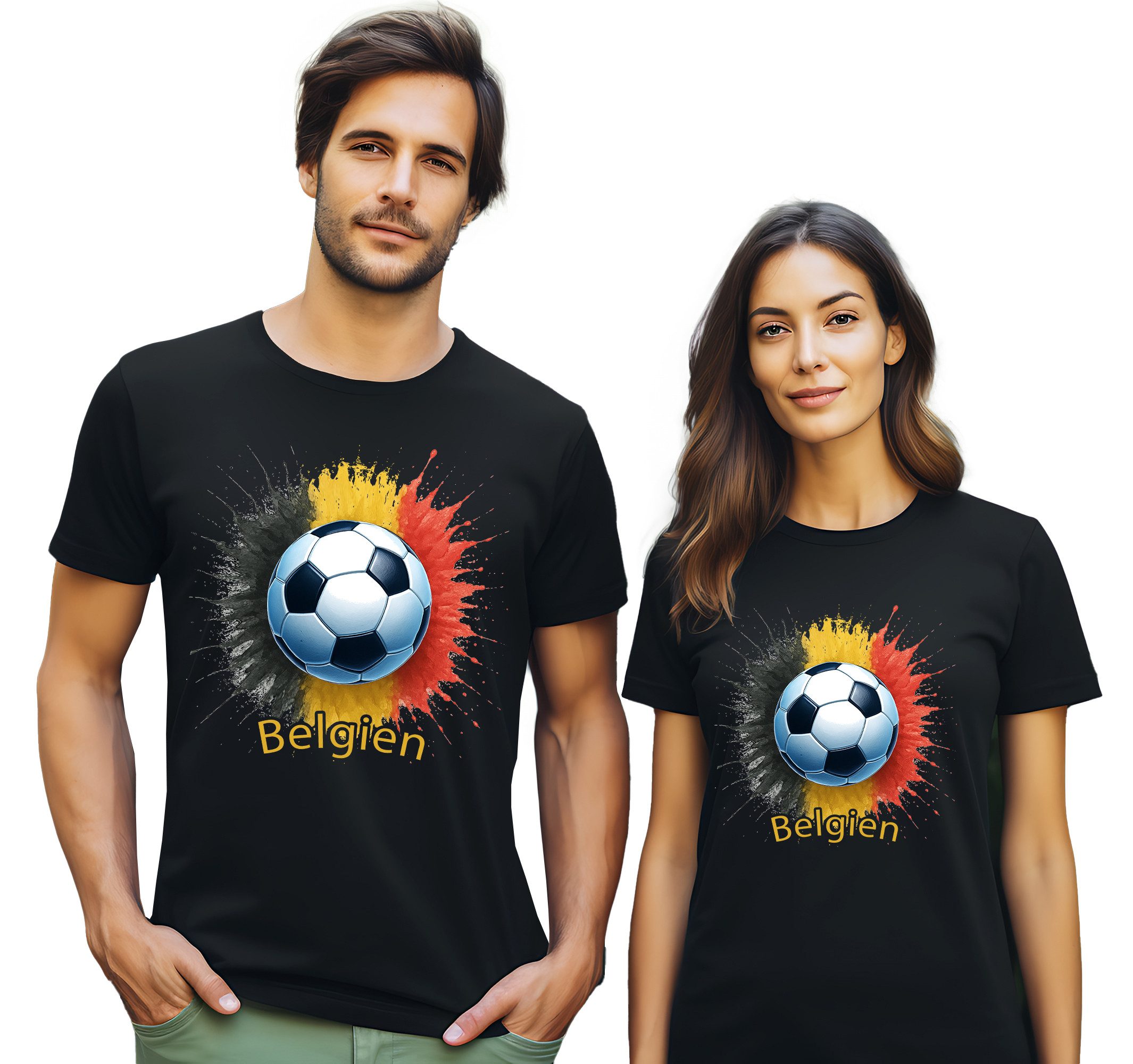 MyDesign24 T-Shirt Fussball Shirt - WM T-Shirt schwarz Herren und Damen Fussball kurzarm Belgien Fan-Shirt i671