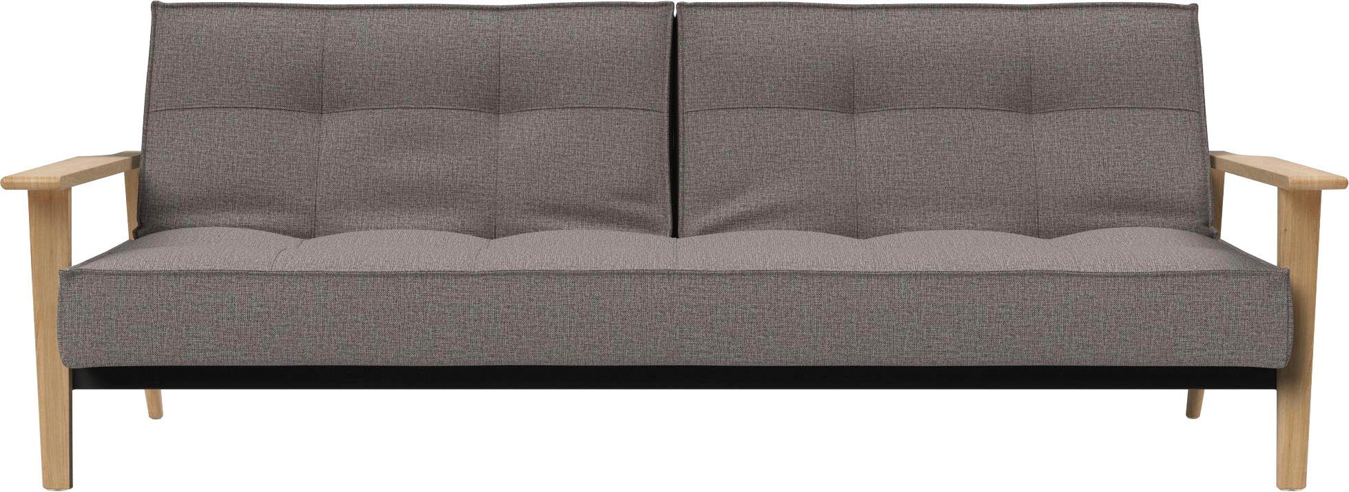 INNOVATION LIVING ™ Schlafsofa Splitback Frej, Sofa mit Funktion, bequem mit Federkernunterfederung, mit stabilen Armlehnen aus Eichenholz, skandinavisches Design