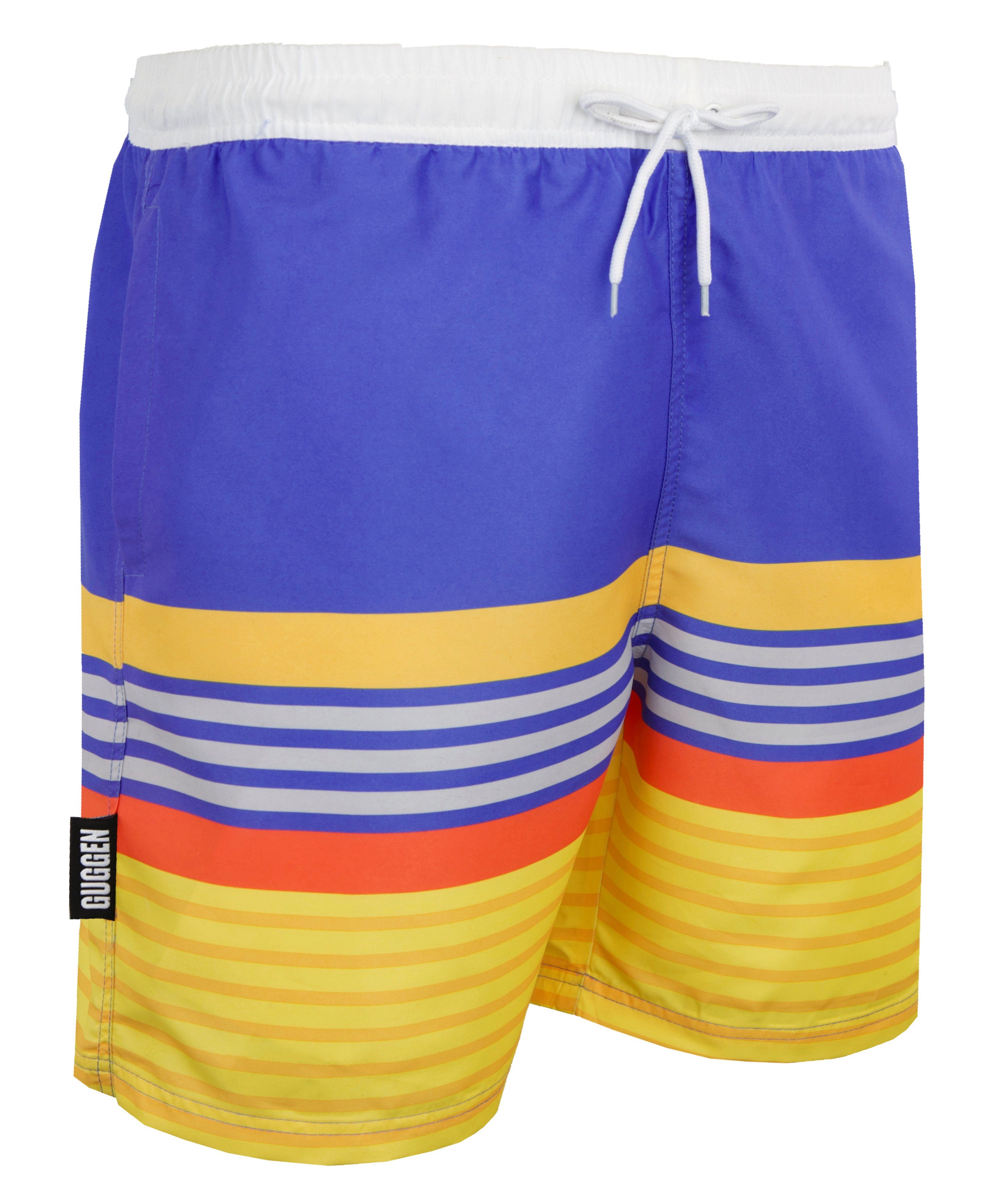 GUGGEN Mountain Badehose Badehose Herren Beachshorts Boardshorts Strandhose YSB596 Boardshorts Schwimmhose Männer mit Muster blau gelb gestreift