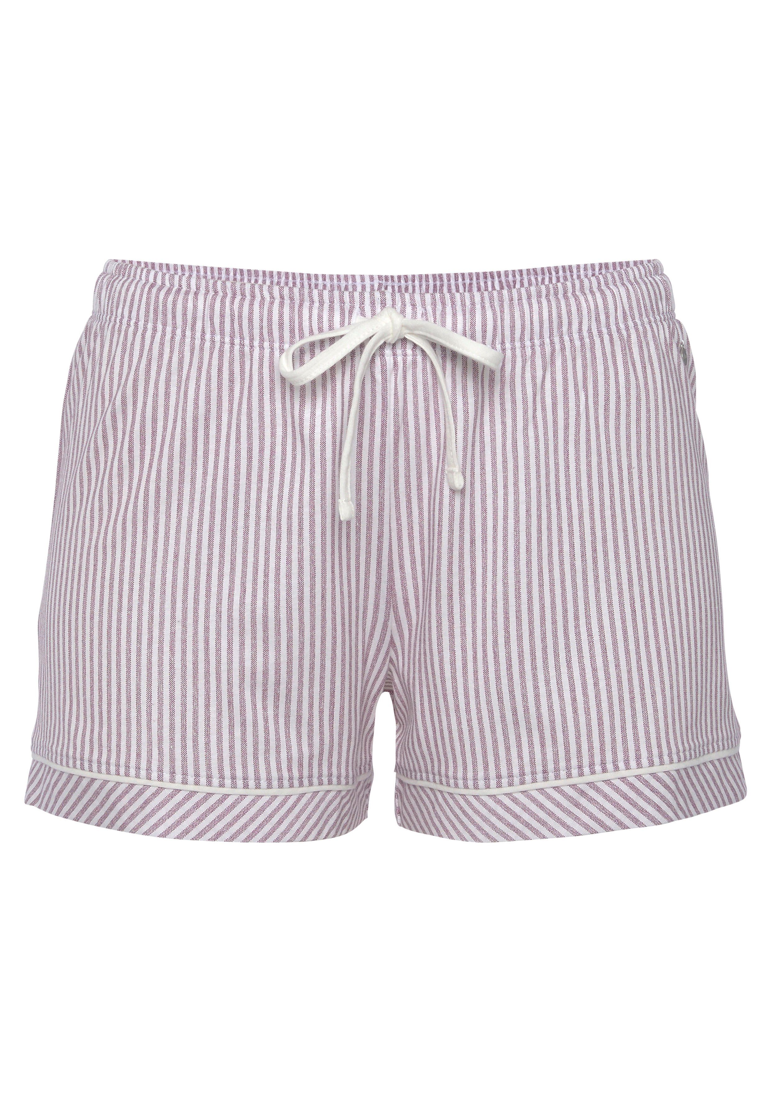 gestreift Kontrastpaspel s.Oliver bordeaux Pyjamashorts mit