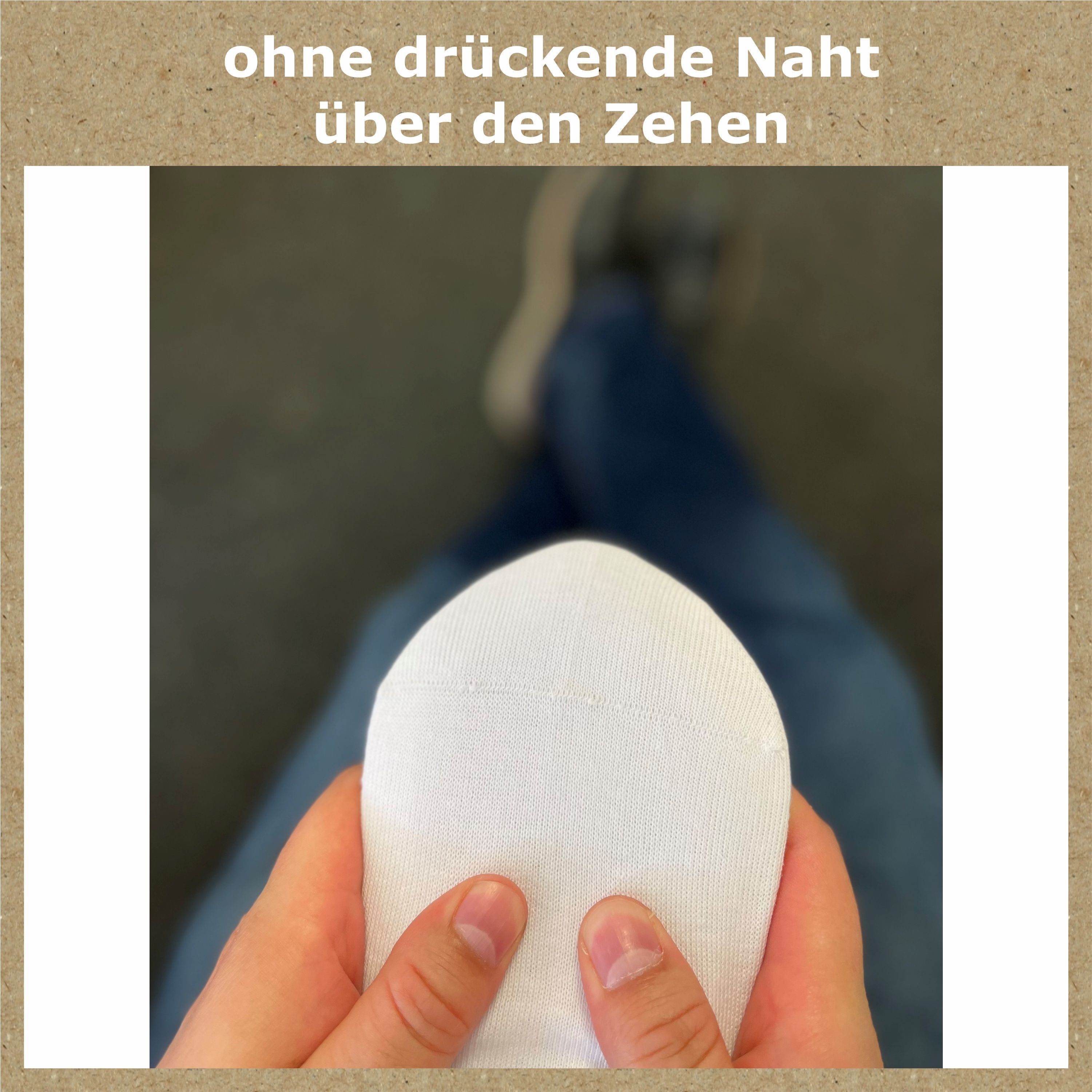 GAWILO Sneakersocken "Natur" für Damen & Herren aus 100% Baumwolle u.a. in weiß & schwarz (8 Paar) ohne drückende Naht über den Zehen - Spitze handgekettelt