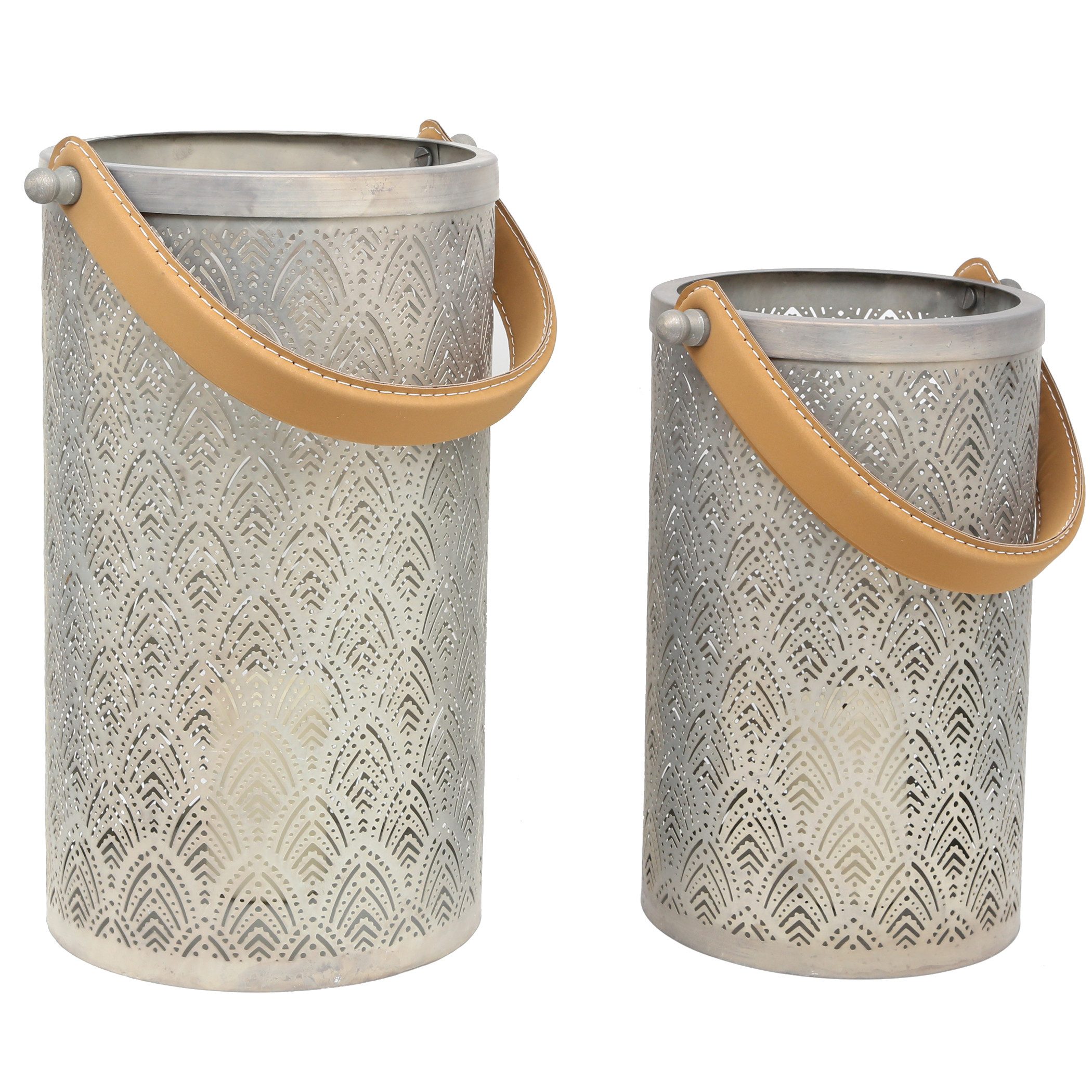 Casa Moro Kerzenlaterne Laterne 2er-Set Weihnachten Metall Silber Windlicht mit Henkel (einzigartige Wohn Deko Kerzenleuchter Industrial Look), Ostern Deko Muttertag Geschenk Idee Benno 71279-2