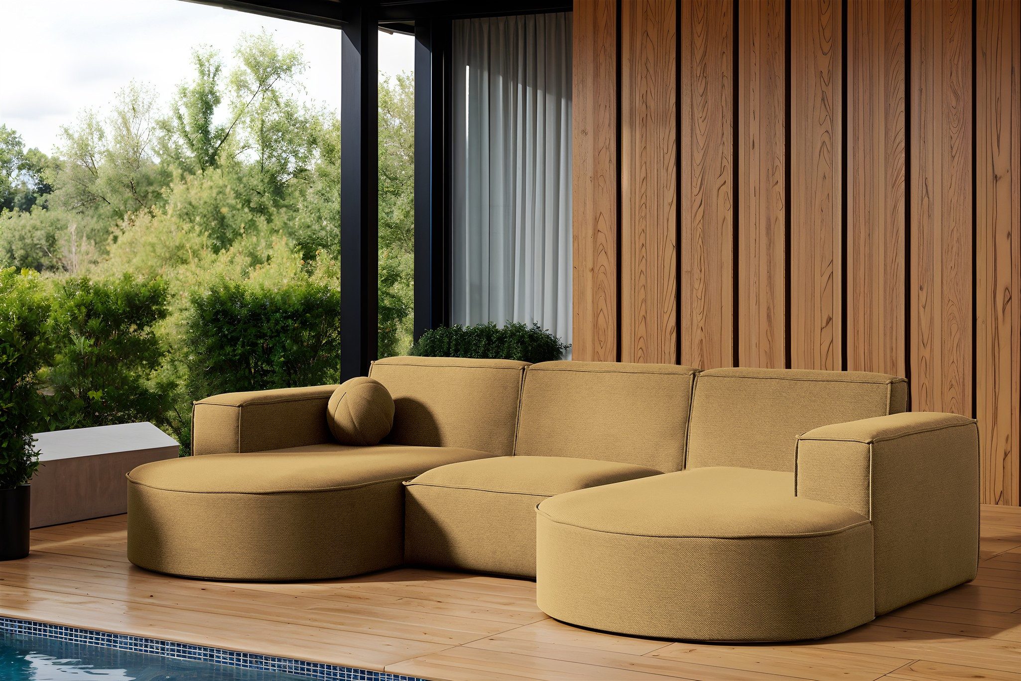 Fun Мебель Loungesofa Gartenmöbel Gartensofa Ecksofa U-Form SUNDAY, inkl. 1 Zierkissen, Wetterfester Stoff