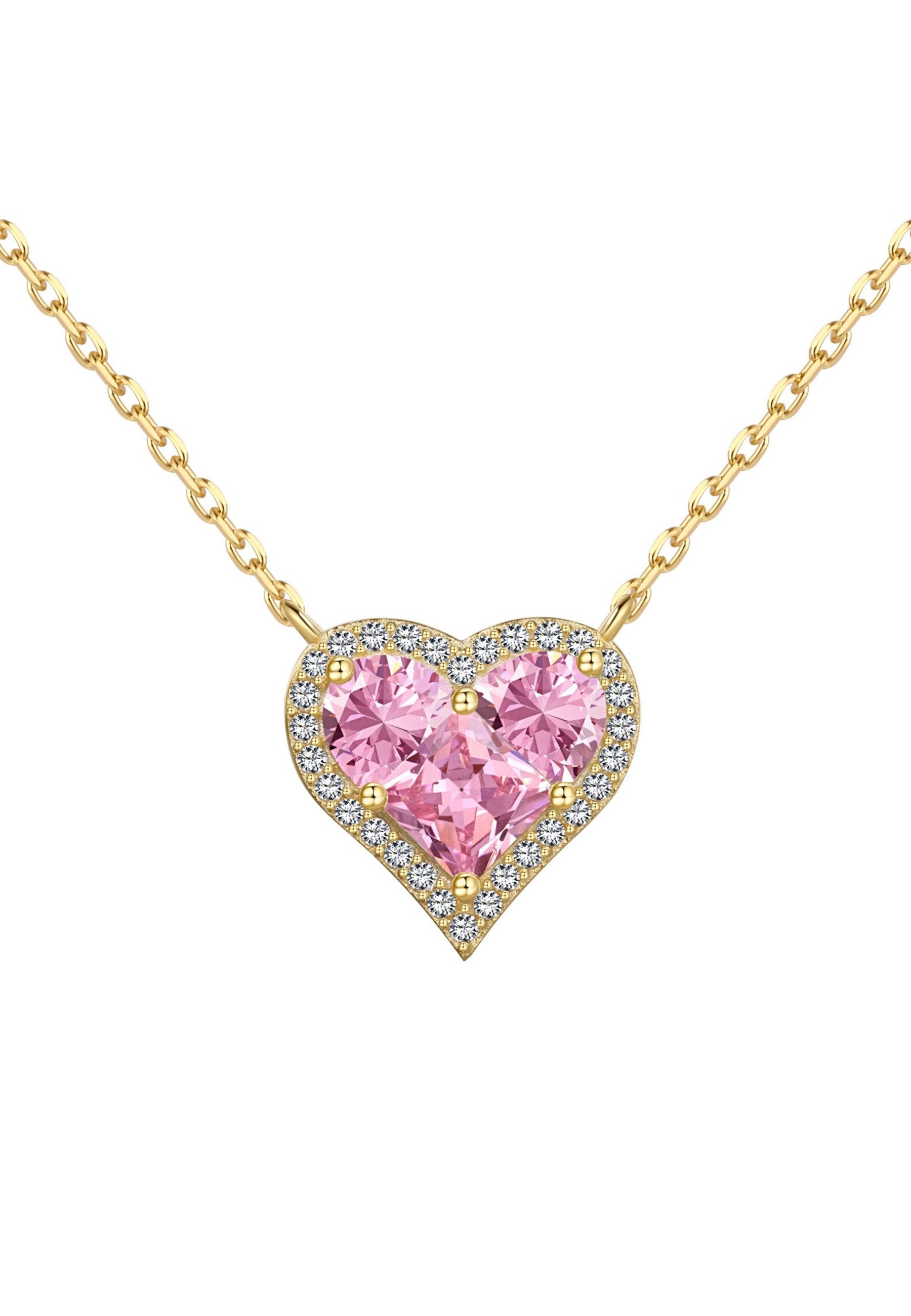 BRELLATO Herzkette Glanz Herz-Anhänger Geschenk-Idee Frau Freundin Mutter (inkl. Geschenk-box, Damen-Schmuck Herzkette mit Zirkon Crystal Liebes-Symbol, 1-tlg., Kette zum Muttertag, Valentinstag, Ostern, Jahrestag, Weihnachten), Herz-Collier, Sterling Silber 925 Weißgold o. Gelb-Gold, Zirkonia