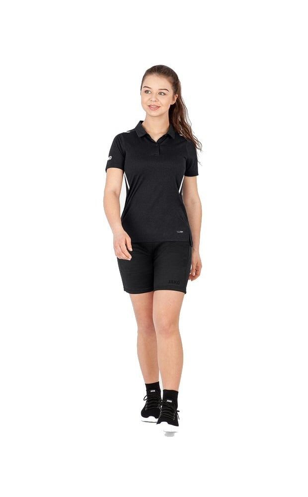 Jako Poloshirt Challenge (Polyester-Stretch-Jersey) schwarzmeliert/weiss Damen