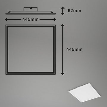 Briloner Leuchten LED Panel 7152-016, CCT Farbtemperatursteuerung, Fernbedienung, dimmbar, ultraflach, Nachtlicht, Timer, Speicherfunktion, LED fest verbaut, Farbwechsler, Kaltweiß, Neutralweiß, Tageslichtweiß, Warmweiß, Deckenlampe, 45x45x7cm, Weiß, 24W, Wohnzimmer, Schlafzimmer, Küche