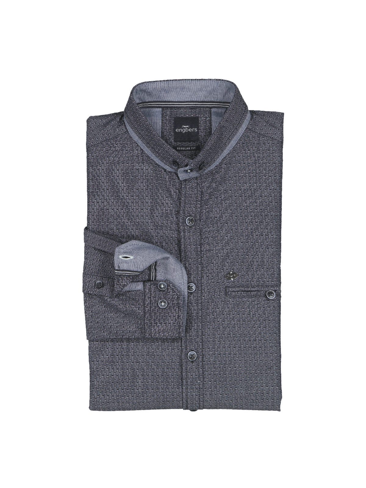 Engbers Langarmhemd engbers Herren Langarm-Hemd strukturiert, Marineblau günstig online kaufen