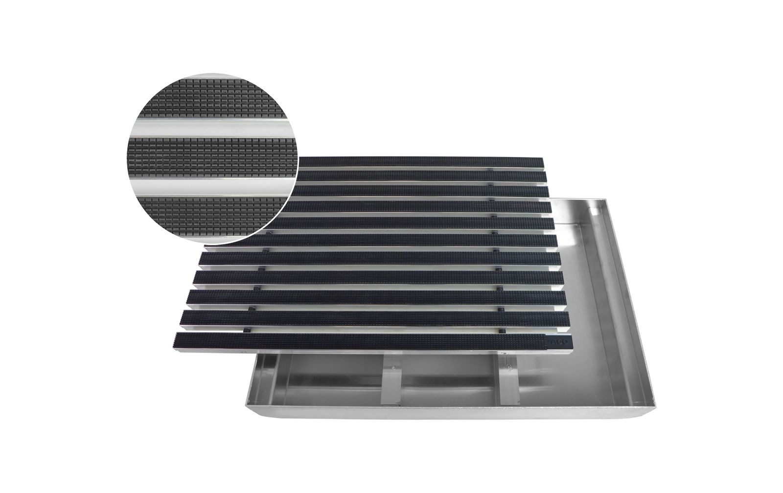ACO Severin Ahlmann GmbH & Co. KG Fußmatte Eingangsmatte + Emco Bodenwanne Aluminium, Gummi Schwarz, rechteckig, Höhe: 75 mm, Größe: 600x400 mm, für Innen- und überdachten Außenbereich