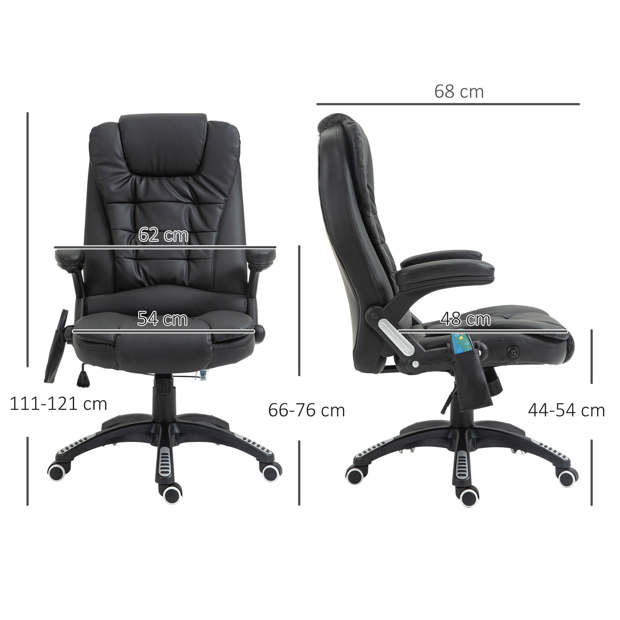 HOMCOM Schreibtischstuhl Bürostuhl mit Massagefunktion Ergonomischer Chefsessel (Massagesessel, 1 St), für Wohnbereich, Schwarz