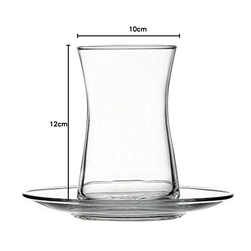 Pasabahce Auflaufform Pasabahce Heybeli Teeglas mit Untertasse 160 ml 6er Set, Glas – Bild 4 von 4