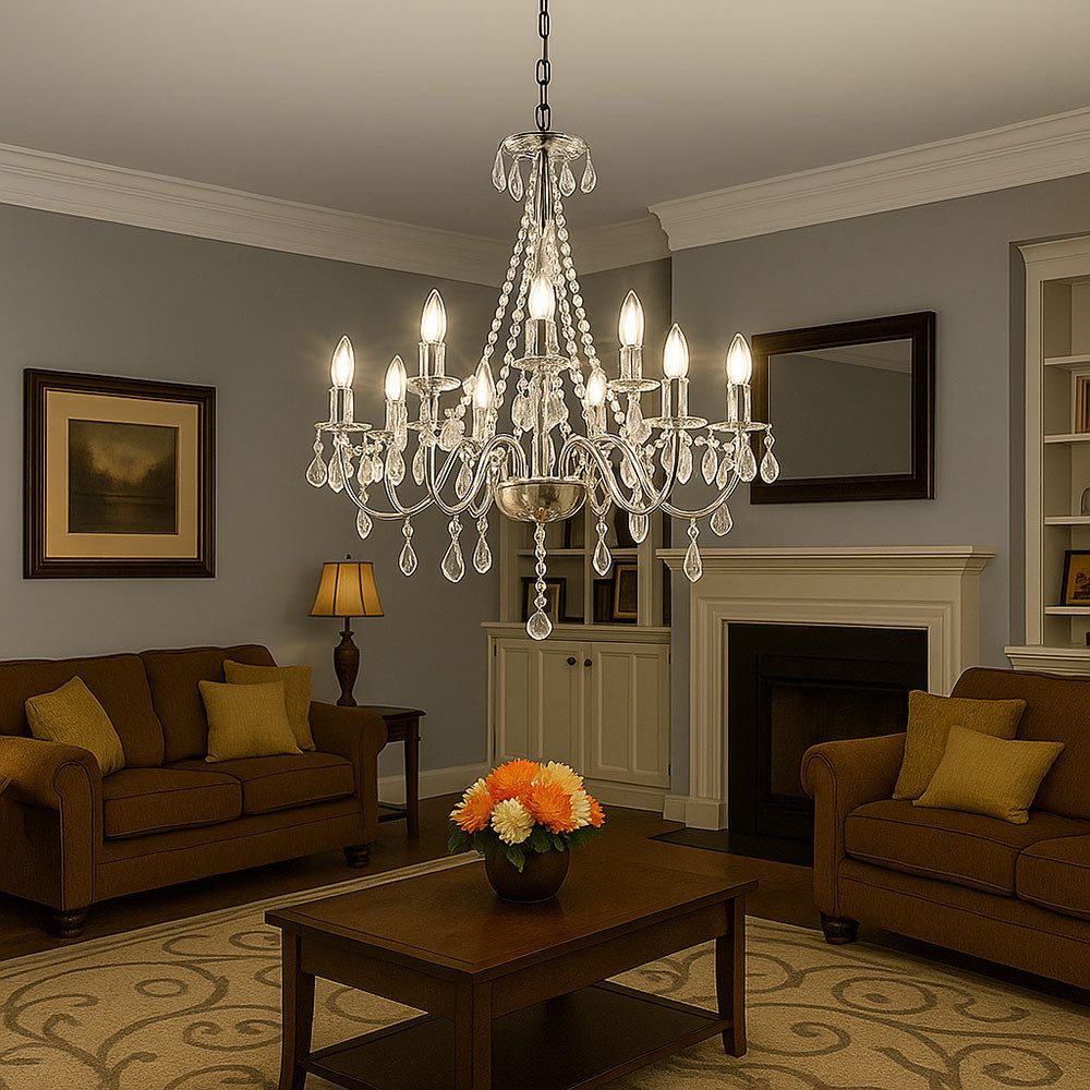 GLOBO LIGHTING Kronleuchter, Leuchtmittel nicht inklusive, Kronleuchter Lüster Pendelleuchte Lampe Wohnzimmerleuchte, 9