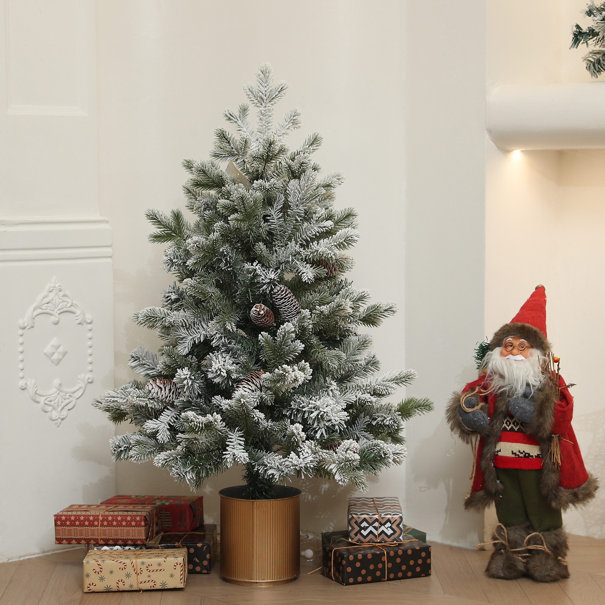 HOMCOM Künstlicher Weihnachtsbaum 100 cm, mit 130 Spitzen, Kunstschnee, Blu günstig online kaufen