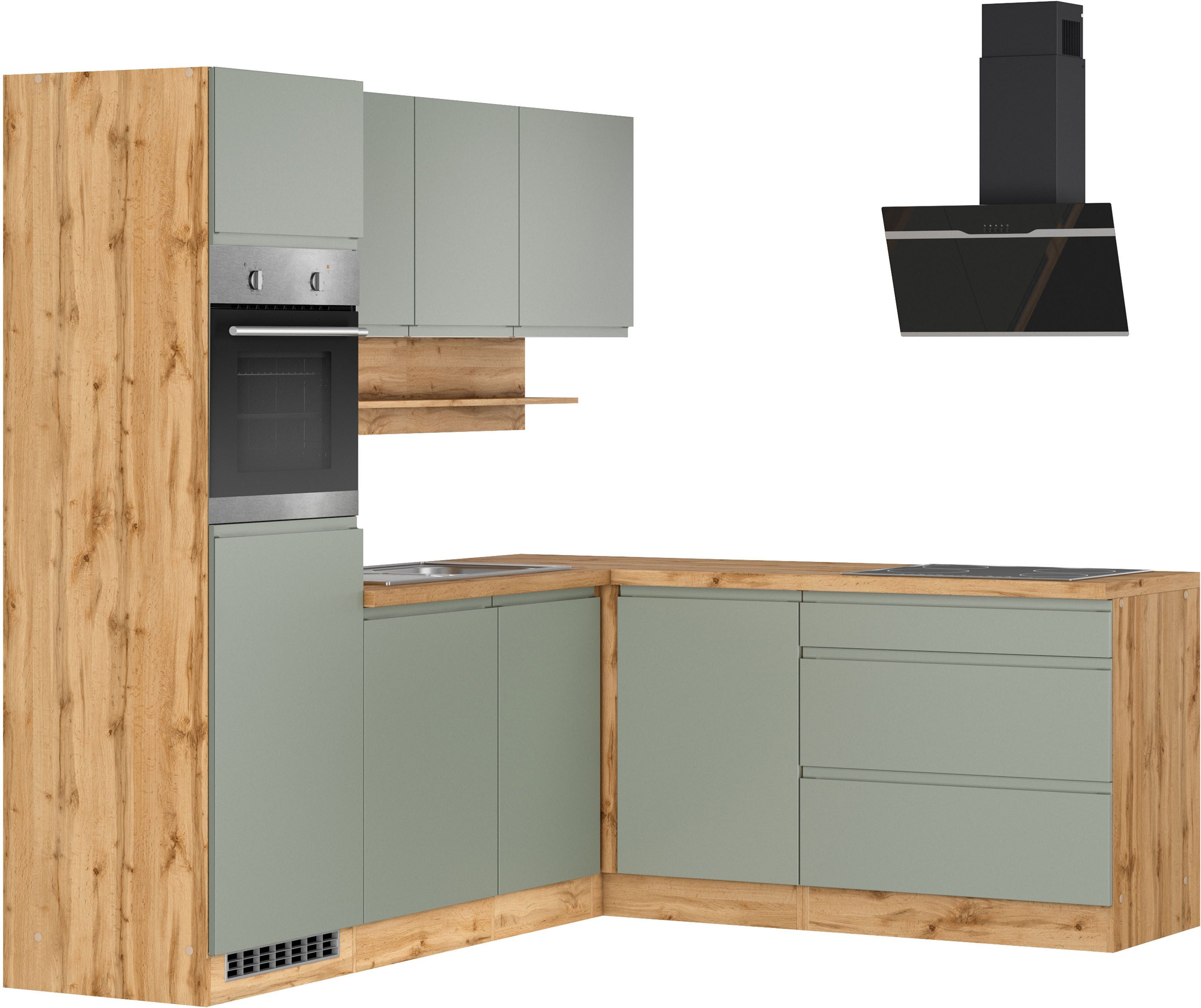 KOCHSTATION Winkelküche KS-Virginia,neu in verbesserter Ausführung, Stellbreite 230/190 cm, Soft-Close,wahlweise mit Induktion
