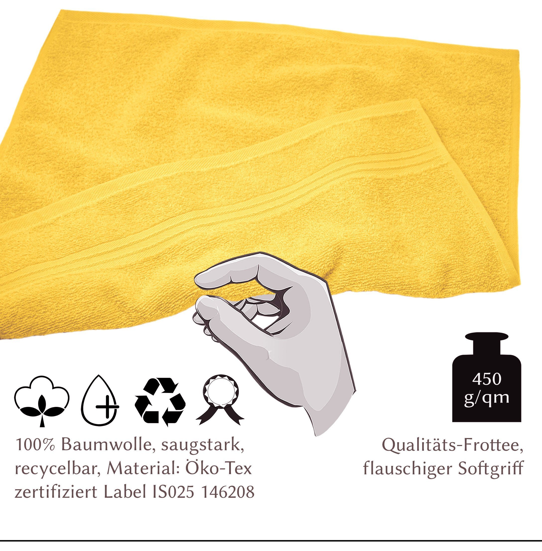(Spar-Set, Gelbe Handtuch 50x50 cm Linz Set Geschirrtücher 4-tlg), Küchentücher, Aufhänger Lashuma mit Frottee,