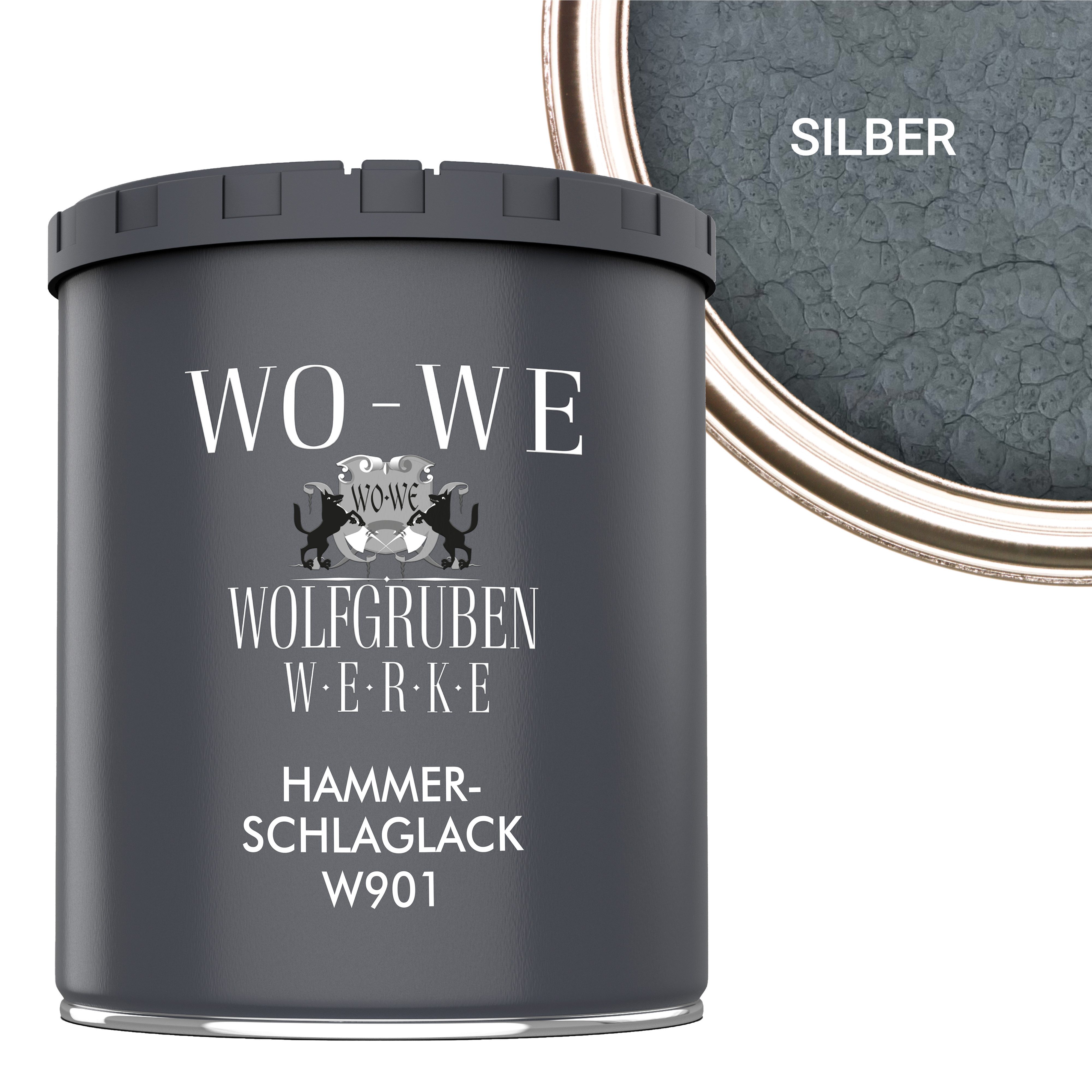 WO-WE Metallschutzlack Hammerschlaglack Hammerschlag Effektlack W901, 1-5L, Glänzend