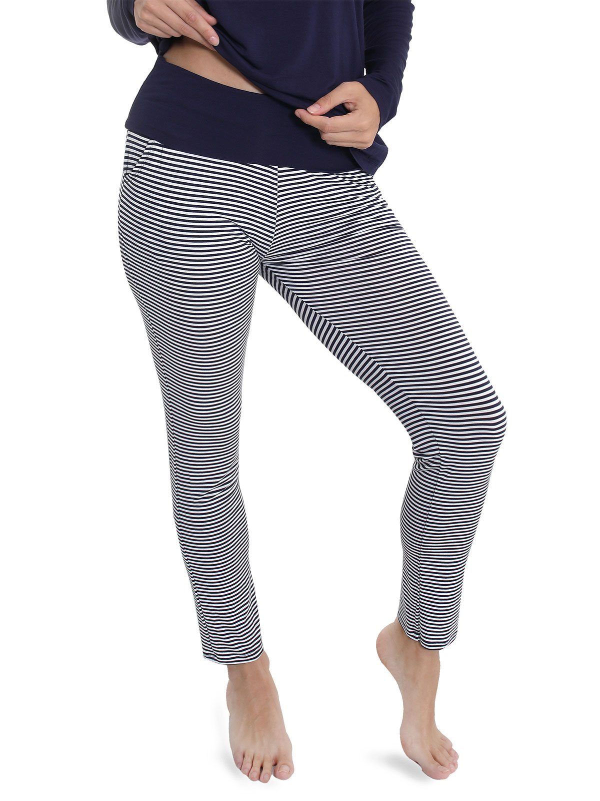 Sassa Loungehose Yoga Hose Casual Comfort Stripe (Stück, 1-tlg) gerader Beinausschnitt