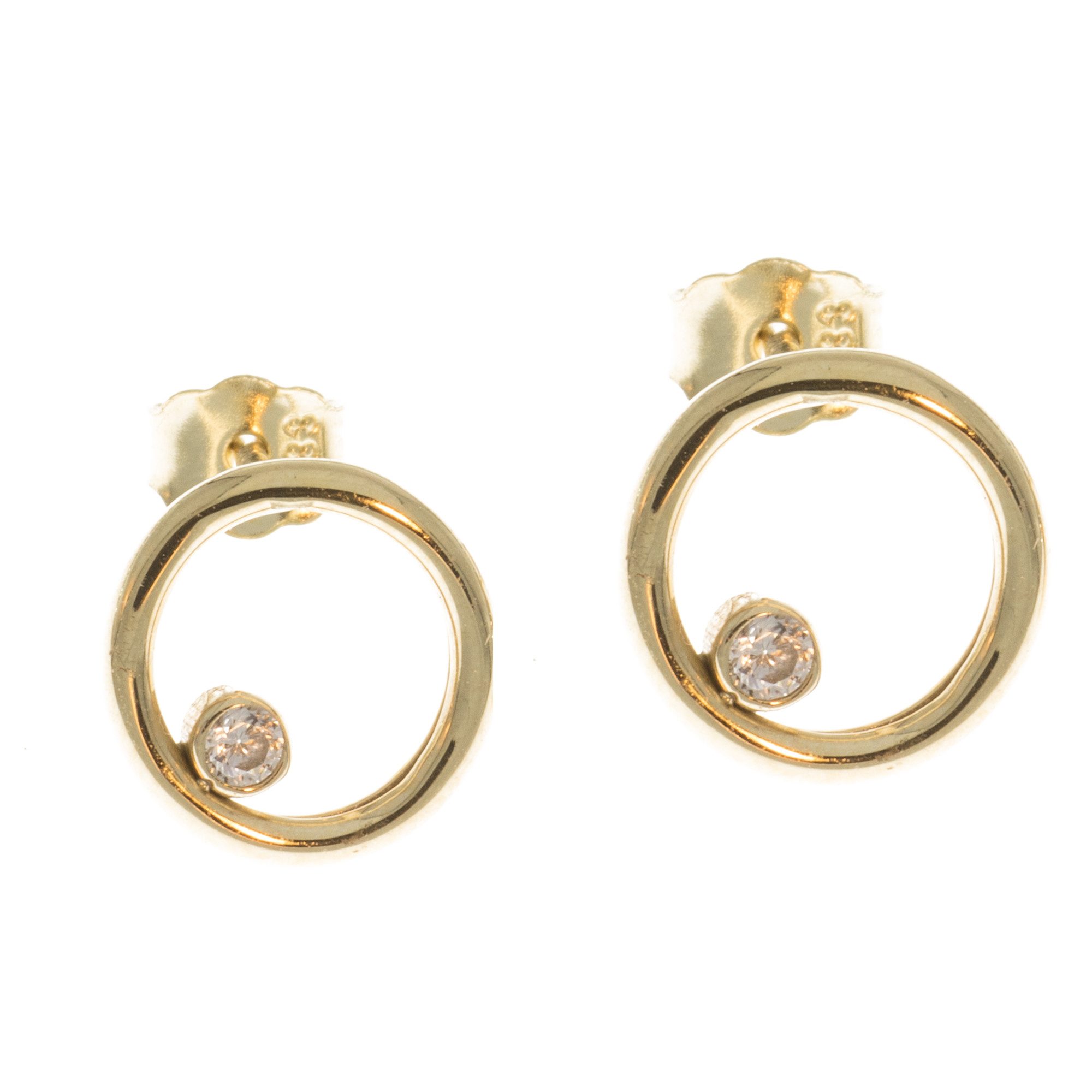 Paar Ohrstecker Ohrstecker rund mit Zirkonia aus 333 Gold 8 Karat