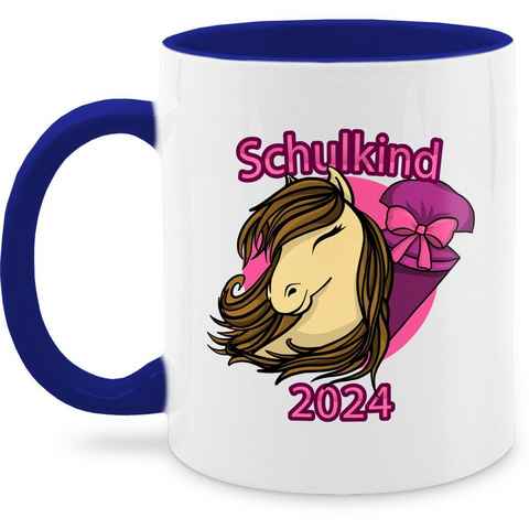 Shirtracer Tasse Schulkind 2024 Pferd mit Schultüte, Keramik, Einschulung Geschenk Tasse