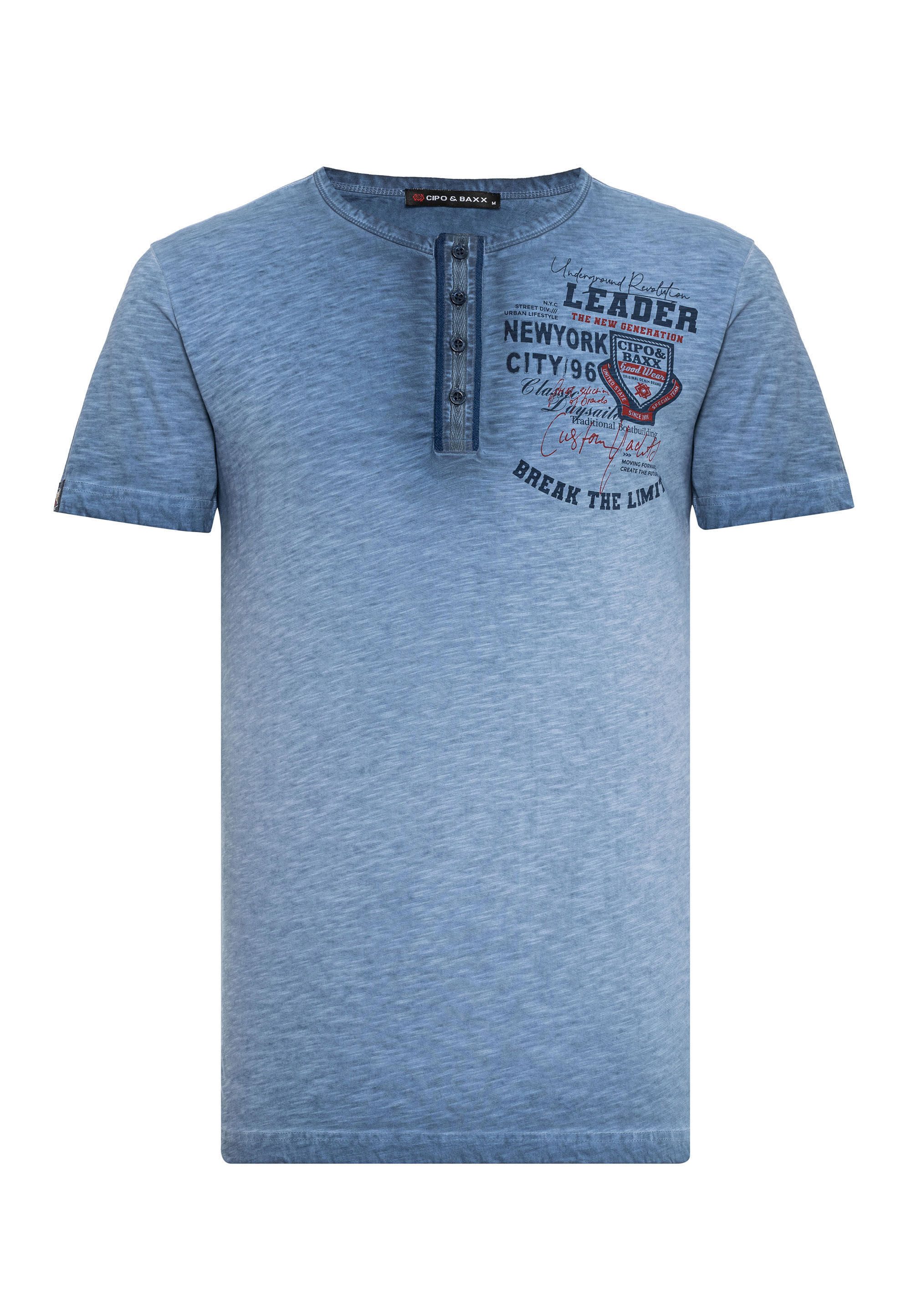Cipo & Baxx T-Shirt T-Shirt mit Knopfleiste günstig online kaufen