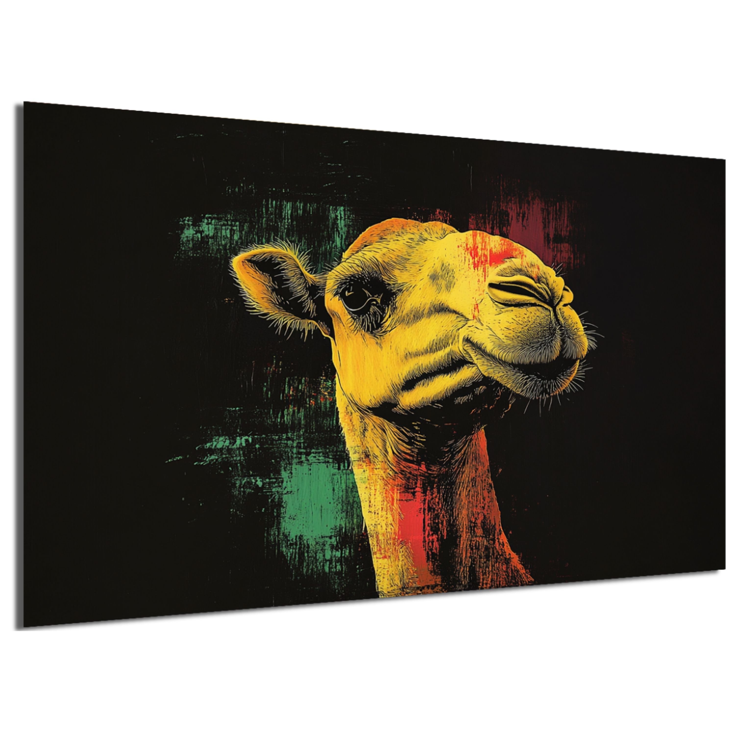 DARO Design Leinwandbild Modern Abstrakt Wandbilder XXL Wandbild Wand Deko Leinwand Изображения, (Kamel Warhol Glitch - Bild groß Wohnzimmer Schlafzimmer Küche Esszimmer Einteilig Querformat Fotodruck Leinwände Wanddeko Abstrakte Kunst Boho), 40x30cm