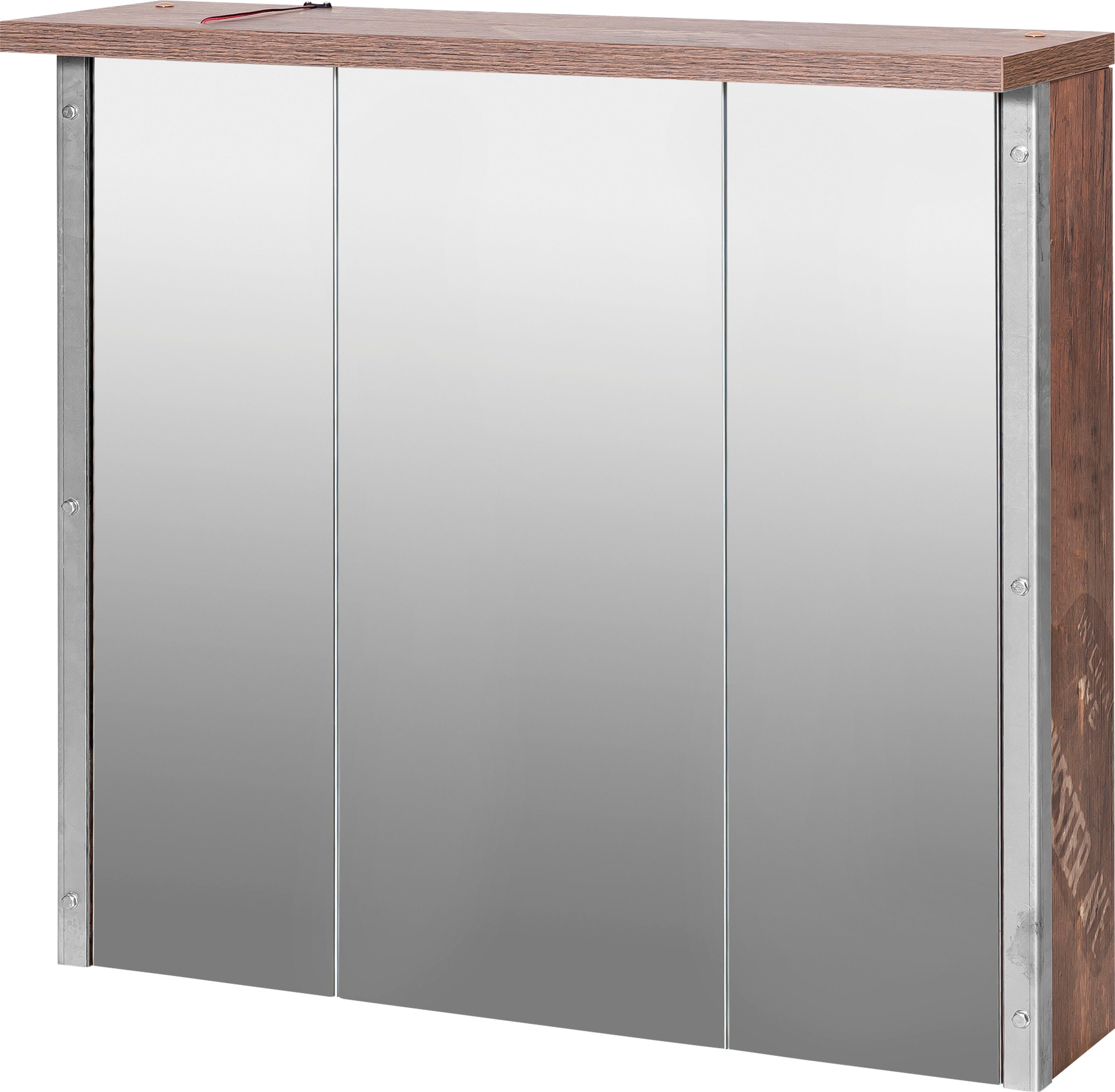 Schildmeyer Spiegelschrank Harkon Breite 76 cm, 3-türig, LED-Beleuchtung,  Schalter-/Steckdosenbox