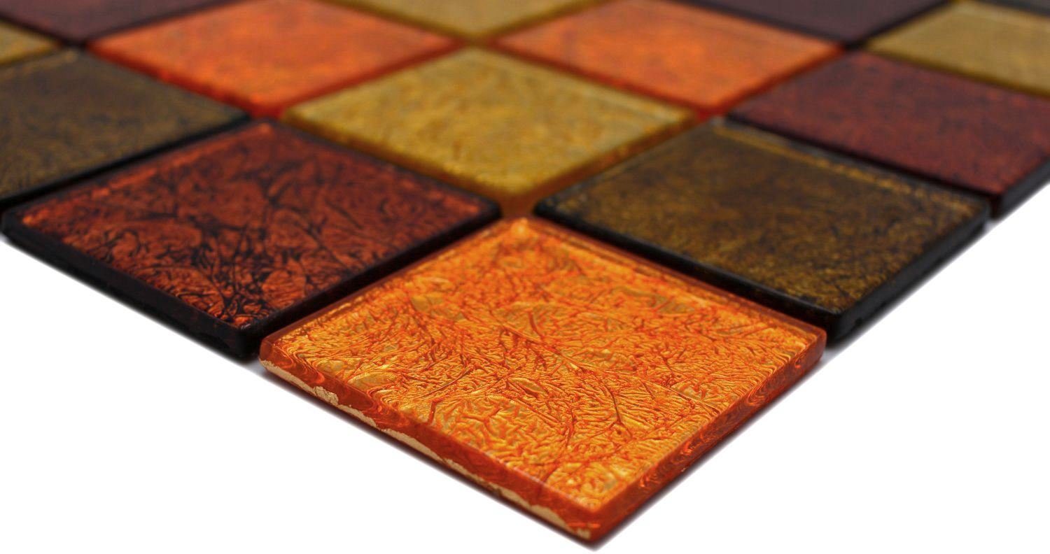 gold Mosaikfliesen Fliesenspiegel Mosani Struktur Glasmosaik Küche orange Mosaikfliese