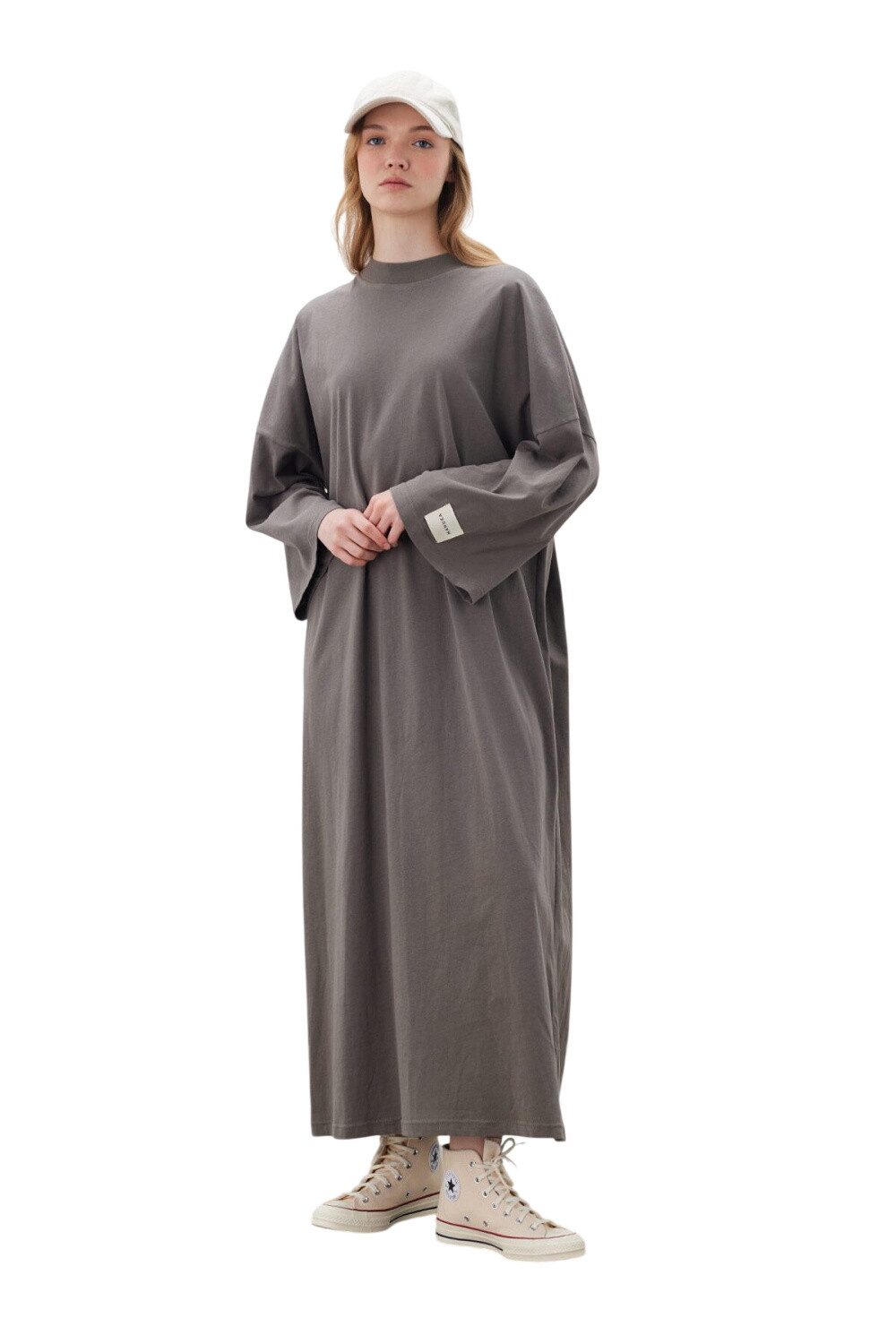 MANUKA Midikleid Oversized Langes Komfortkleid Schwarz