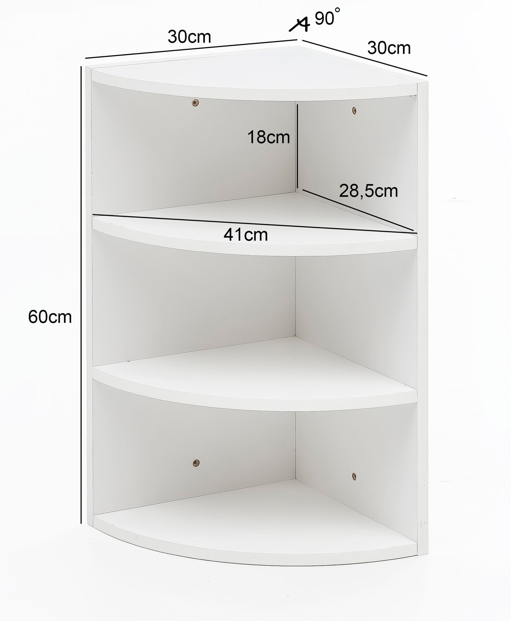 FineBuy Eckregal 30 x 60 x 30 cm in Holz, Wandregal - Winkelregal mit 3 Regal Ebenen, Küchenregal Hängend, Standregal Regal Bücherregal – Bild 3 von 5