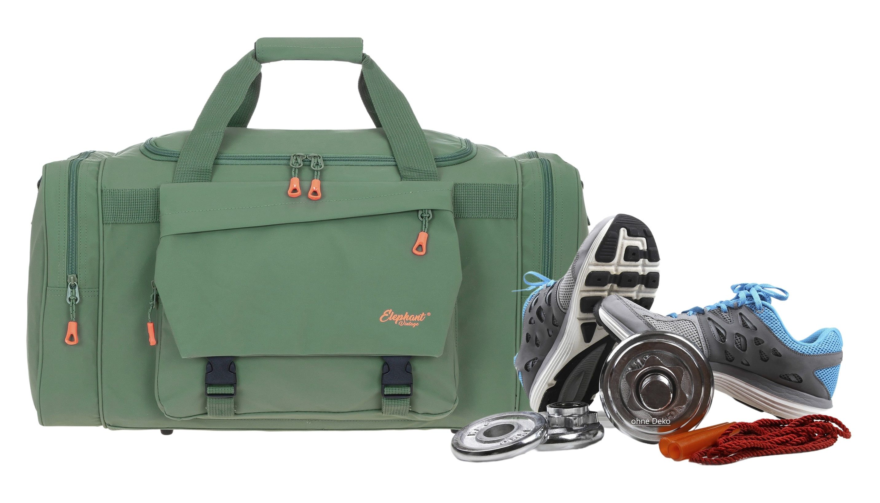 ELEPHANT Sporttasche Reisetasche Saunatasche Damen Herren aus Plane Tour 55 cm, 40 L Large wasserabweisend Sauna Reise Sport Tasche + Flasche