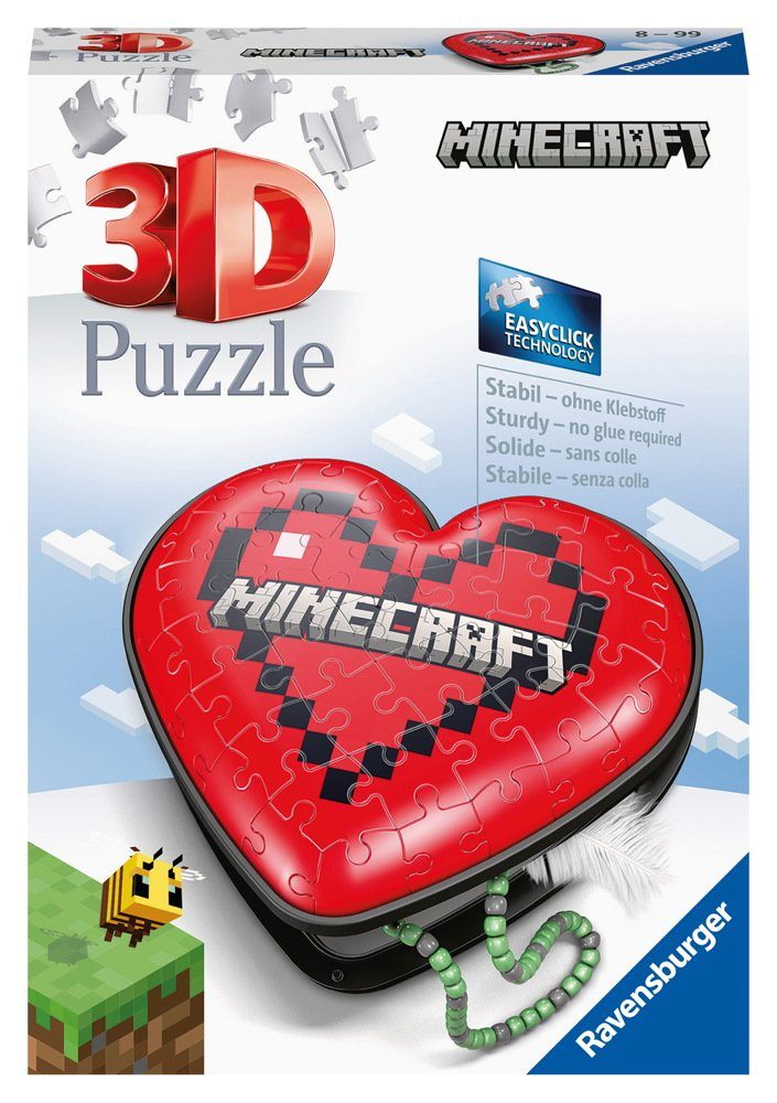Ravensburger 3D-Puzzle 54 Teile Ravensburger 3D Puzzle Herzschatulle Minecraft 11285, 54 Puzzleteile