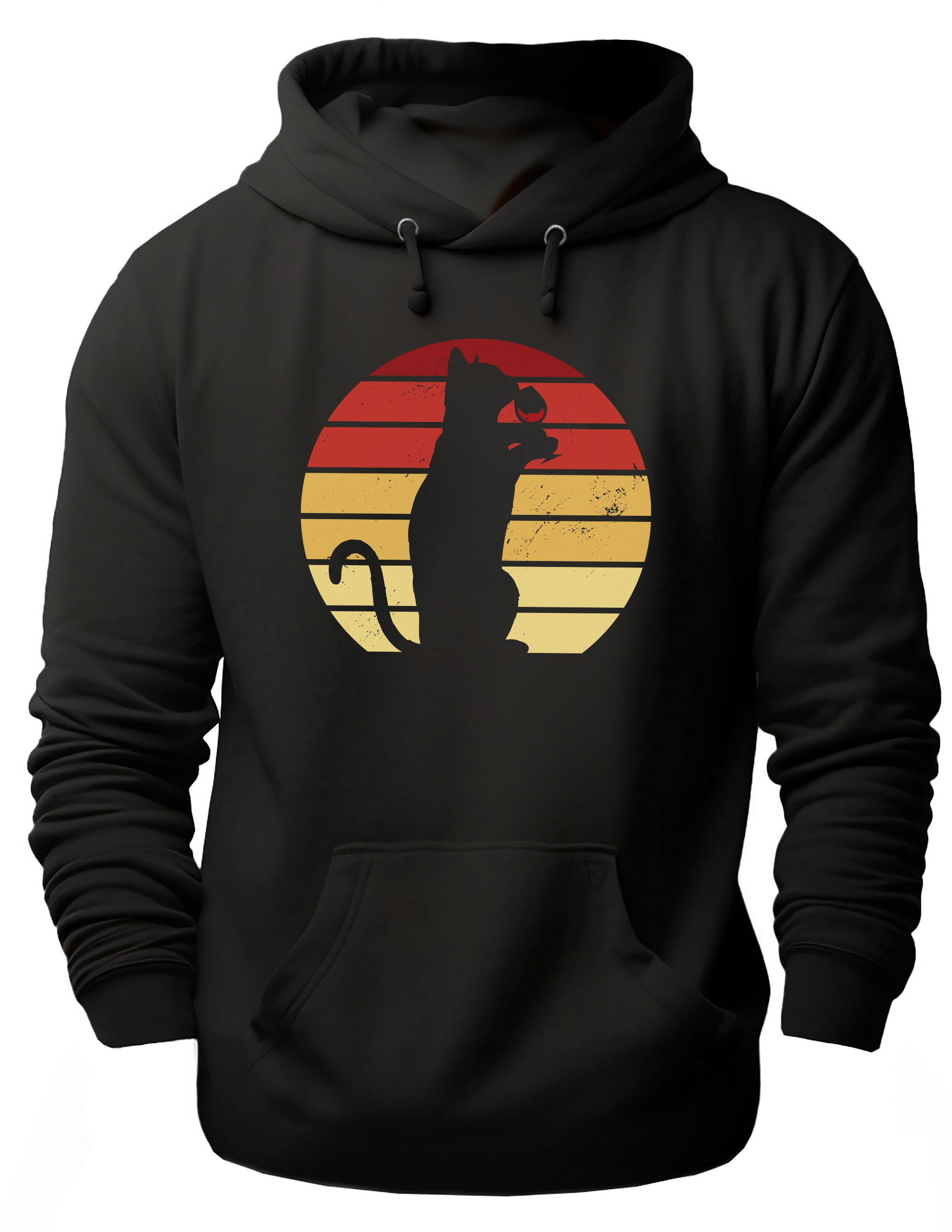 MyDesign24 Hoodie Katzen Kapuzen Pulli - Wein trinkende Katze Herren und Damen Kapuzensweater i130