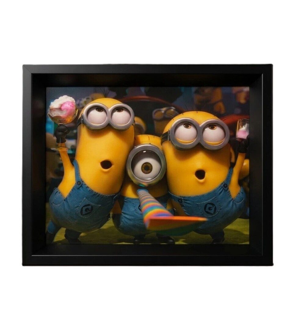 Bild mit Rahmen Minions Lenticular 3D Bilderrahmen Wandbild Kinderzimmer ca. 25x20cm, 3D Effekt