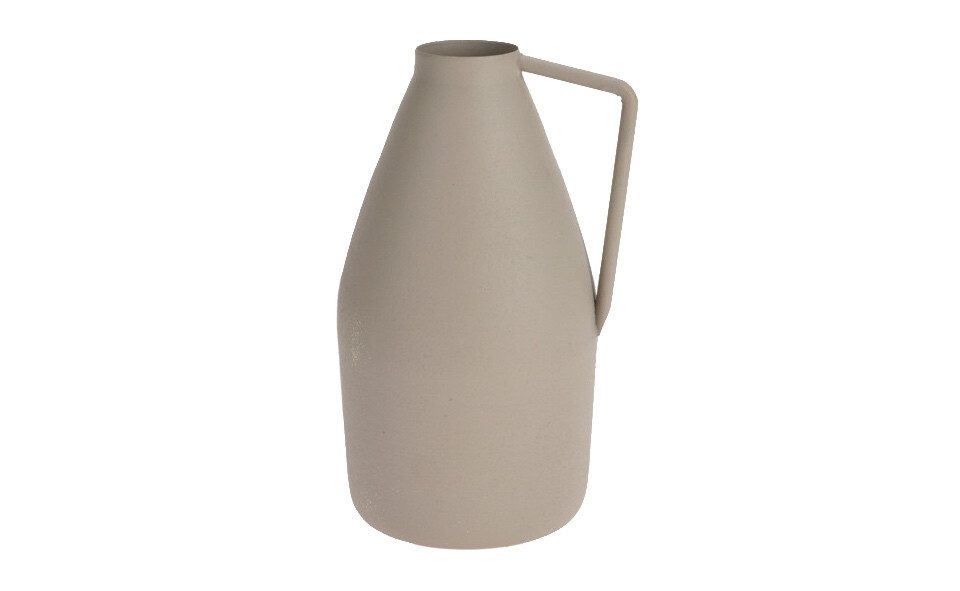 ZauberDeko Dekovase Vase Grau Metall mit Henkel 18cm Hoch Tischdeko 3 Formen