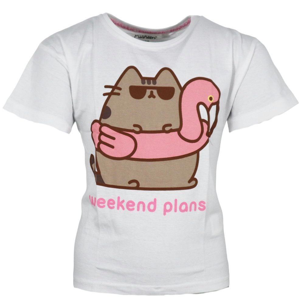 Pusheen Print-Shirt Pusheen The Cat die Katze Mädchen kurzarm T-Shirt Shirt 100% Baumwolle, Gr. 134 bis 152
