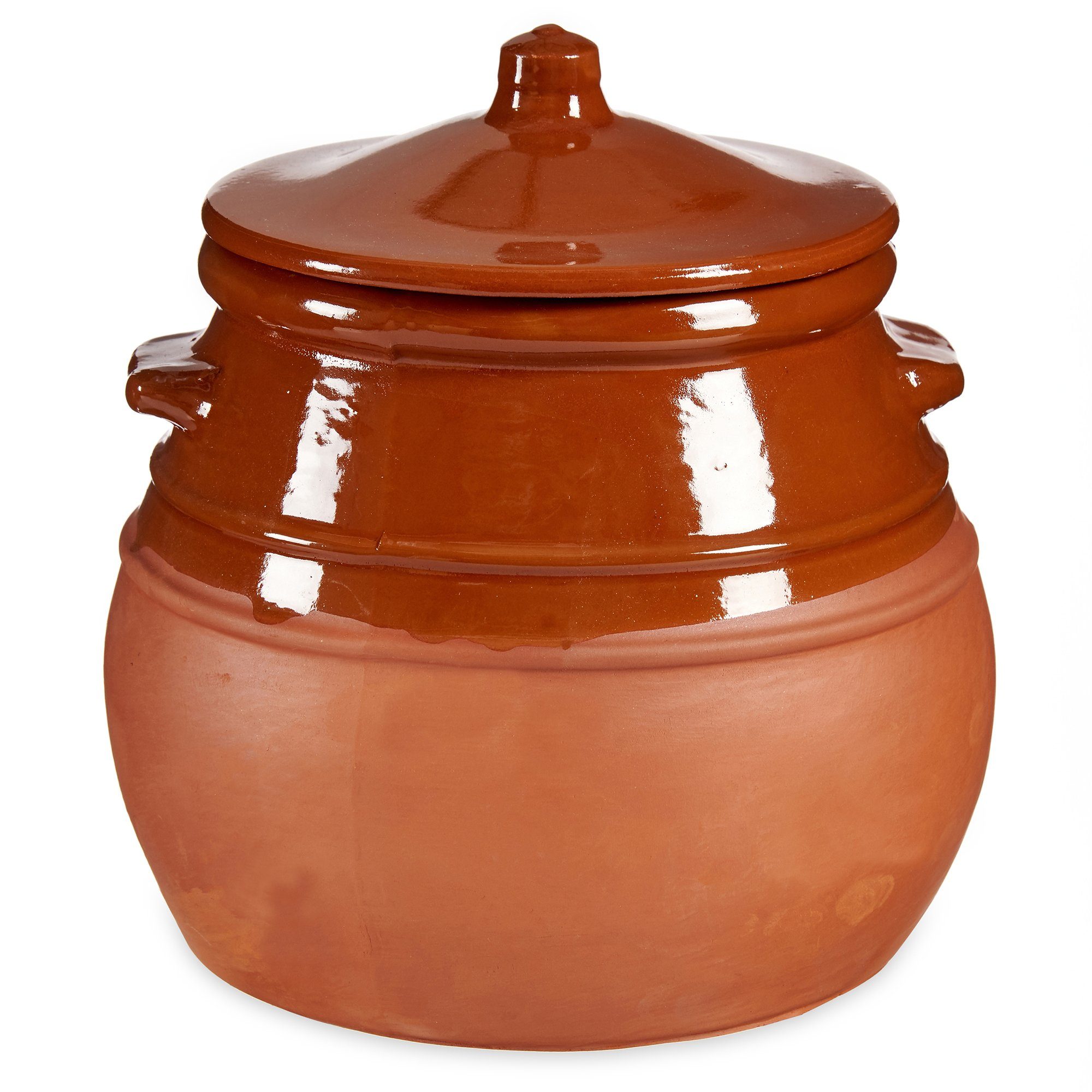 Annastore Dampfgartopf Tontopf mit Deckel- Stewpot Eintopf - Schmortopf - Tongeschirr, Topf aus Ton mit Deckel teilglasiert
