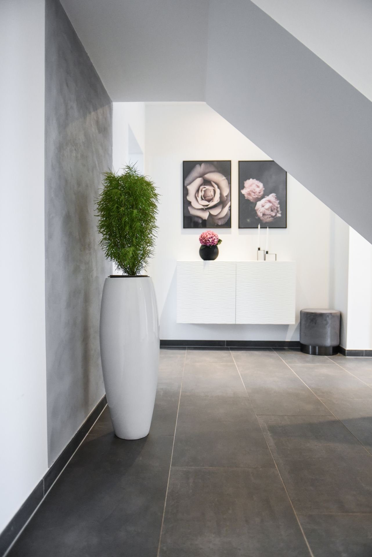 VIVANNO Bodenvase Fiberglas MAGNUM Rund - Hochglanzweiß Hochglanz (1 St), 30x80 cm
