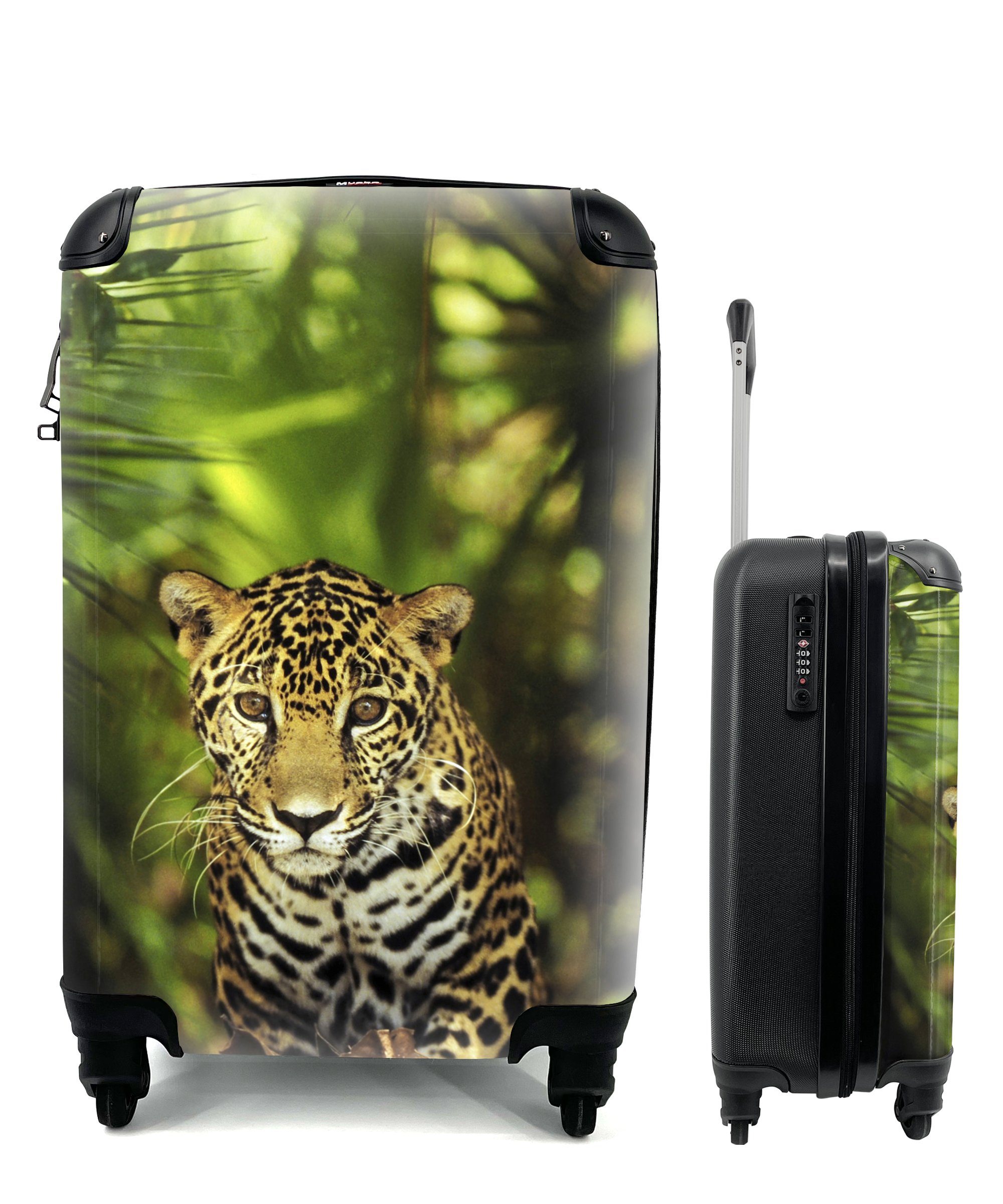MuchoWow Handgepäckkoffer Junger Jaguar im Dschungel, 4 Rollen, Reisetasche mit rollen, Handgepäck für Ferien, Trolley, Reisekoffer