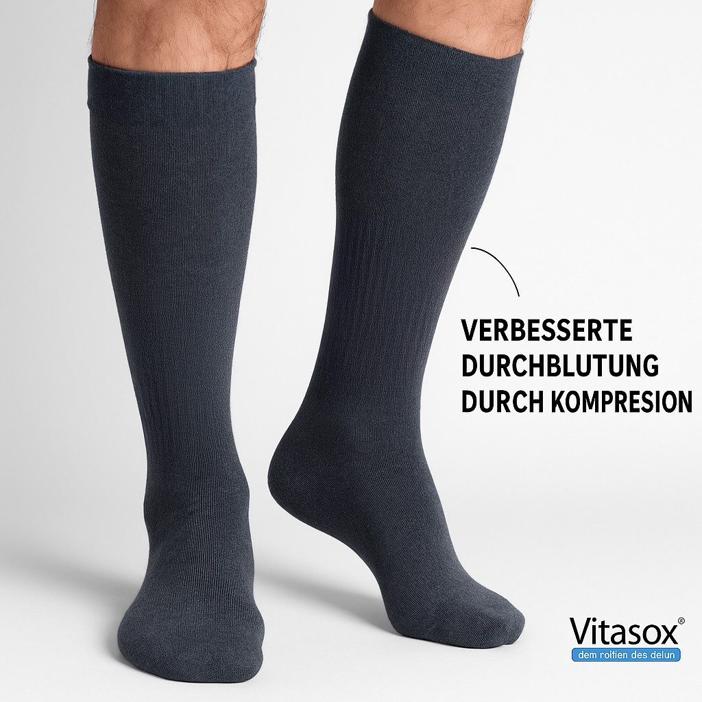 Vitasox Stützkniestrümpfe für Damen und Herren 2 Paar - Stützwirkung und Kompression (2-Paar) leichte bis mittlere Kompression
