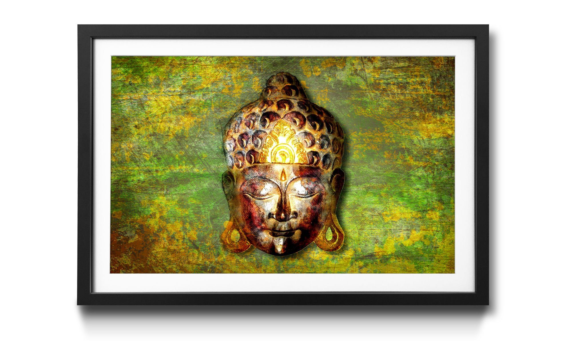 WandbilderXXL Bild mit Rahmen Buddah Head, Buddha, Wandbild, in 4 Größen erhältlich | Bilder