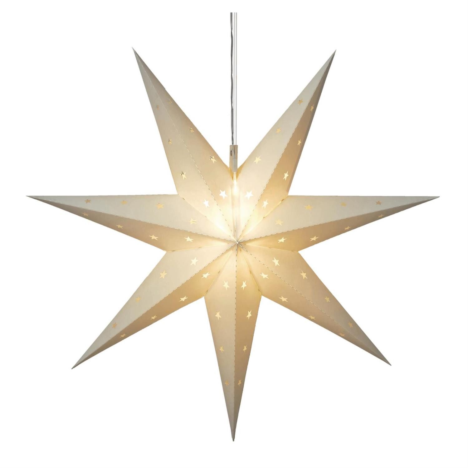 STAR TRADING LED-Stern für außen LED Stern Leuchtstern hängend 60cm Batterie Timer außen weiß, LED Classic, warmweiß (2100K bis 3000K)