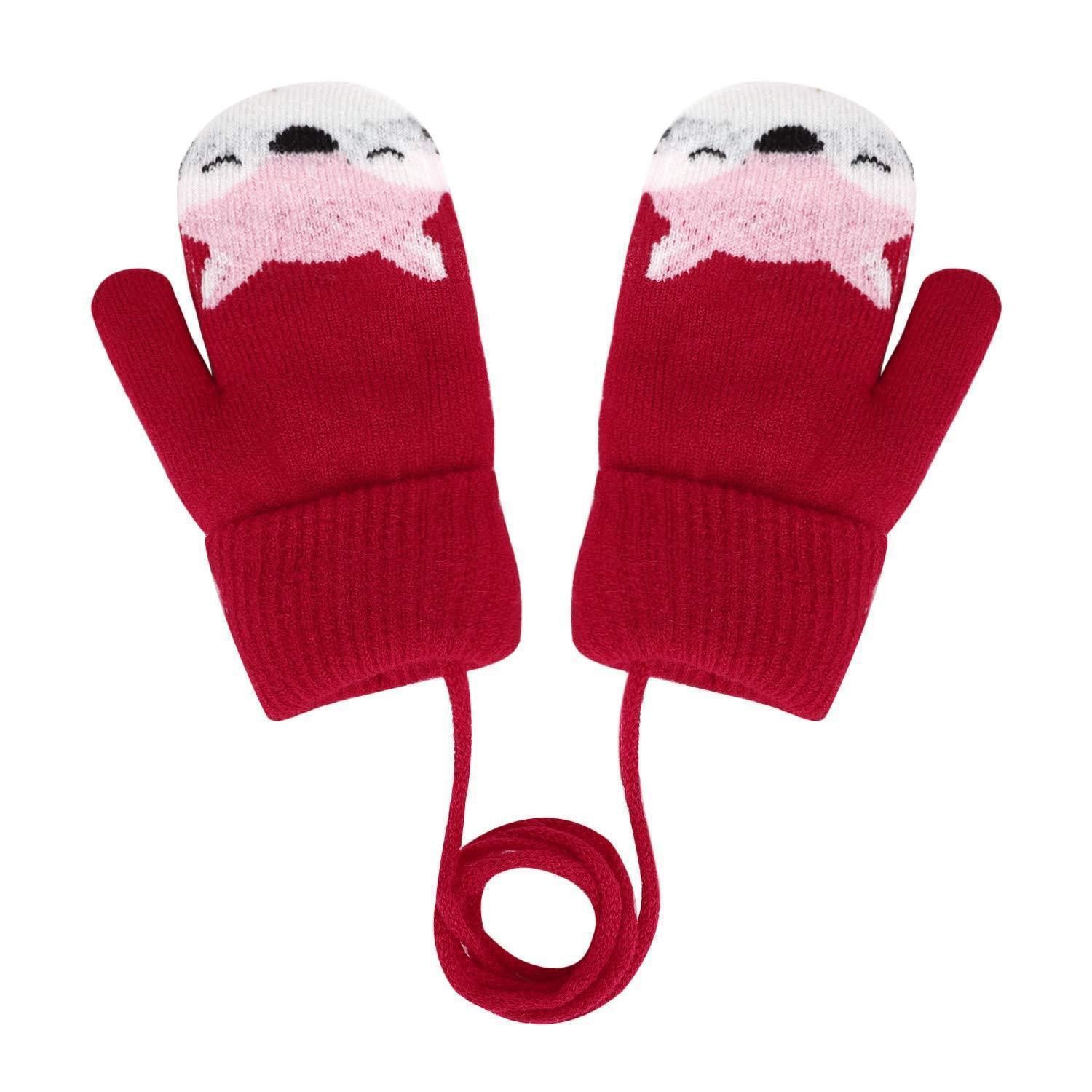 LuxusKollektion Fäustlinge Kinder-Winterhandschuhe Wolle Rot Doppelstrick (1-St)