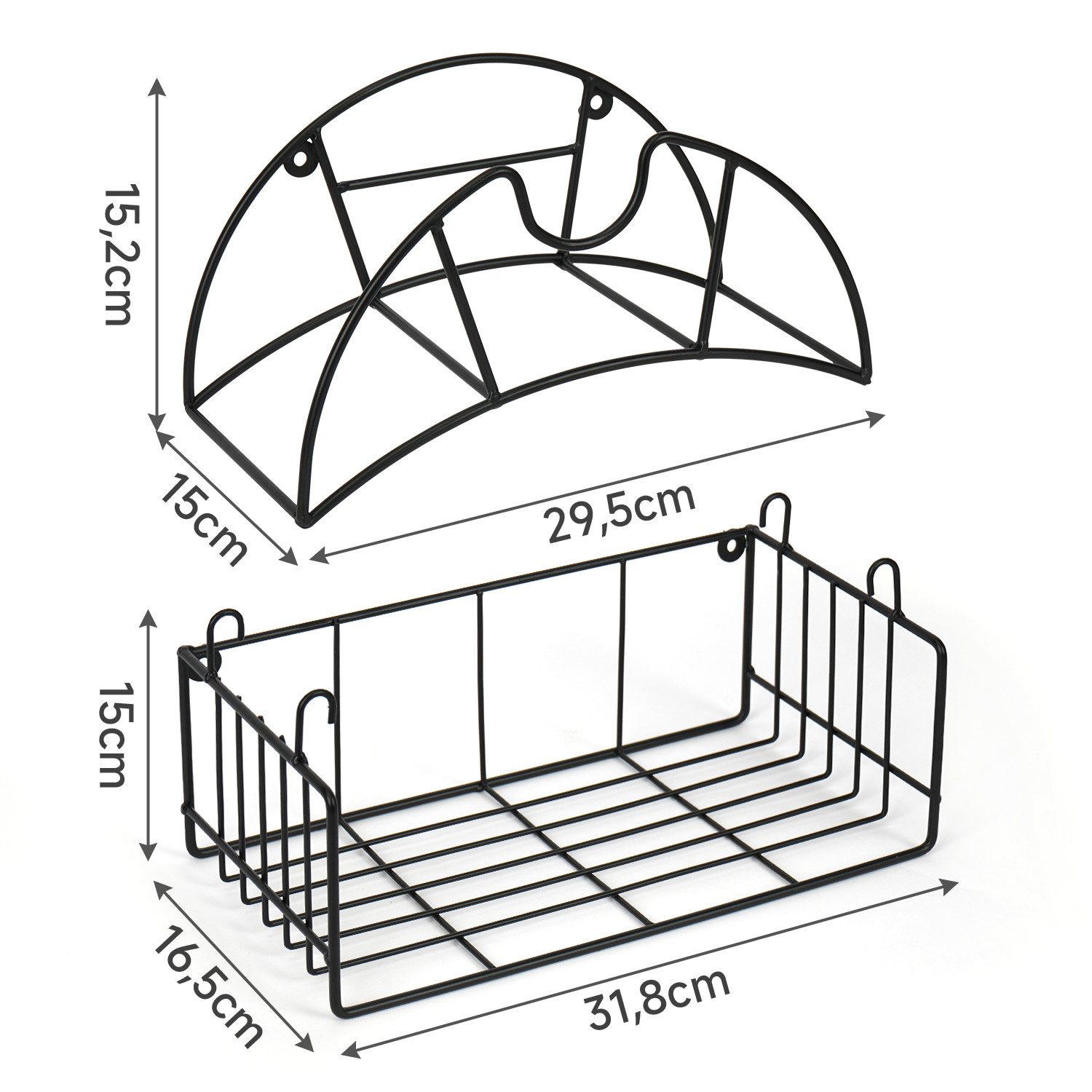 OSTWOLKE Schlauchhalterung Gartenschlauchhalter Wasserschlauchhalter mit Werkzeugablage, (wandmontierter Outdoor-Schlauchständer für draußen Garten Hof Garage) – Bild 4 von 5