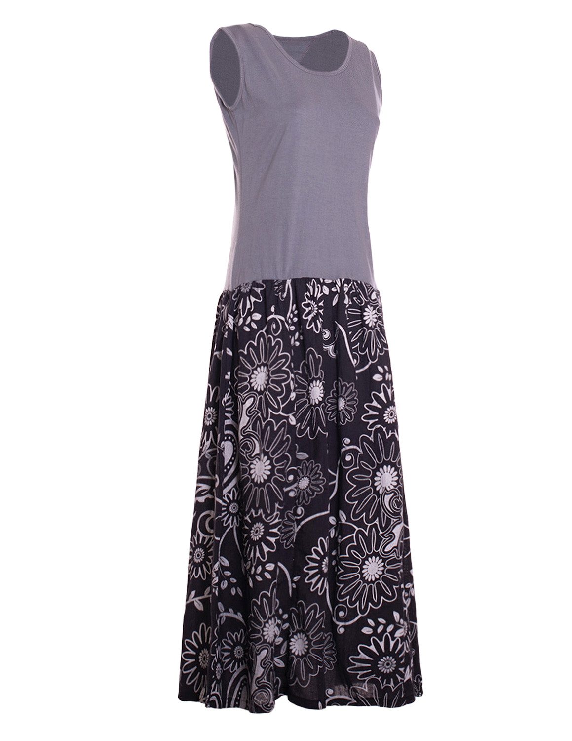 Vishes Maxikleid Damen Wadenlang Baumwolle Casual Bedruckt Verstellbares Kleid Alternative Mode, Boho, Hippie, Ethno, Festival