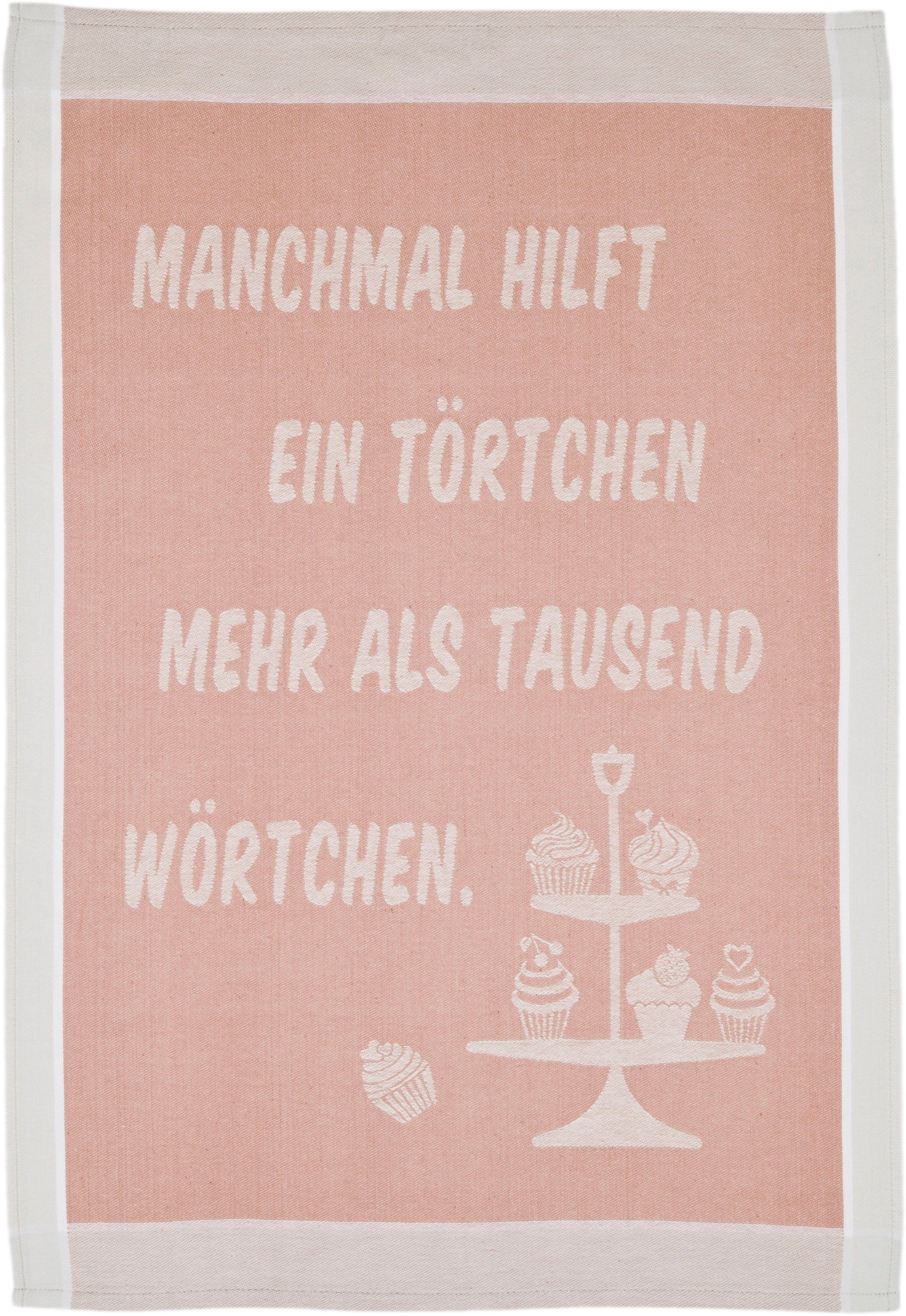 100% ein Wörtchen, mehr tausend (Set, Manchmal hilft als aus Baumwolle Geschirrtuch Sprüchetuch, 3-tlg), Törtchen ROSS