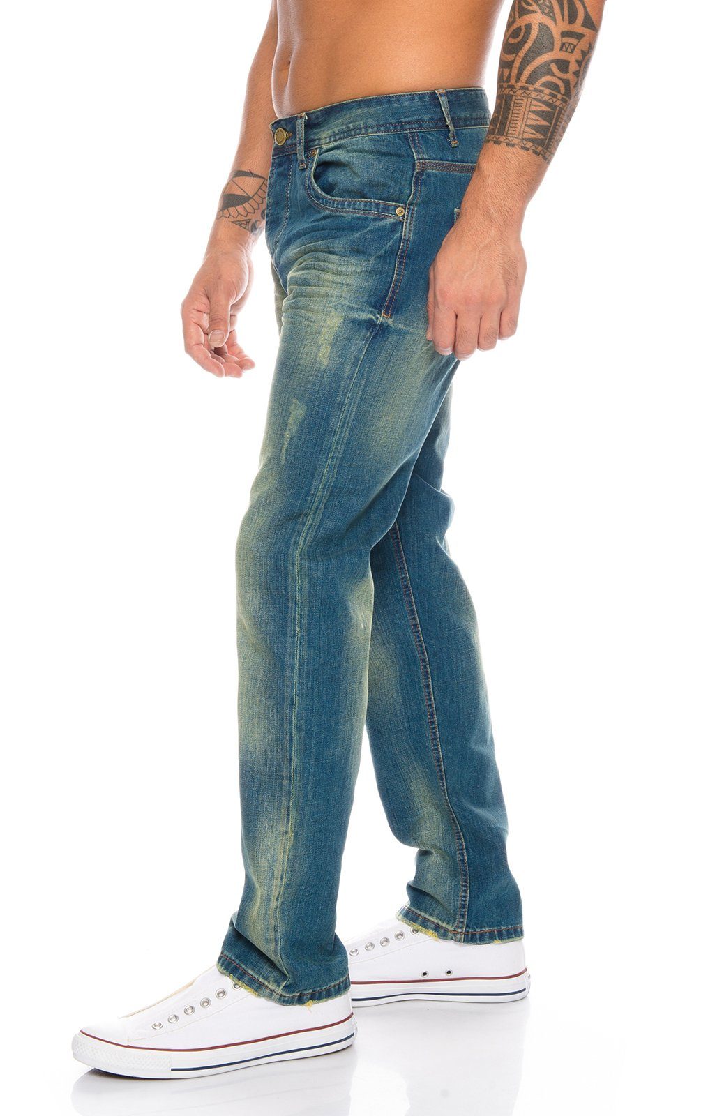 Rock Creek Straight-Jeans Herren Jeans Stonewashed Blau RC-2103A günstig online kaufen